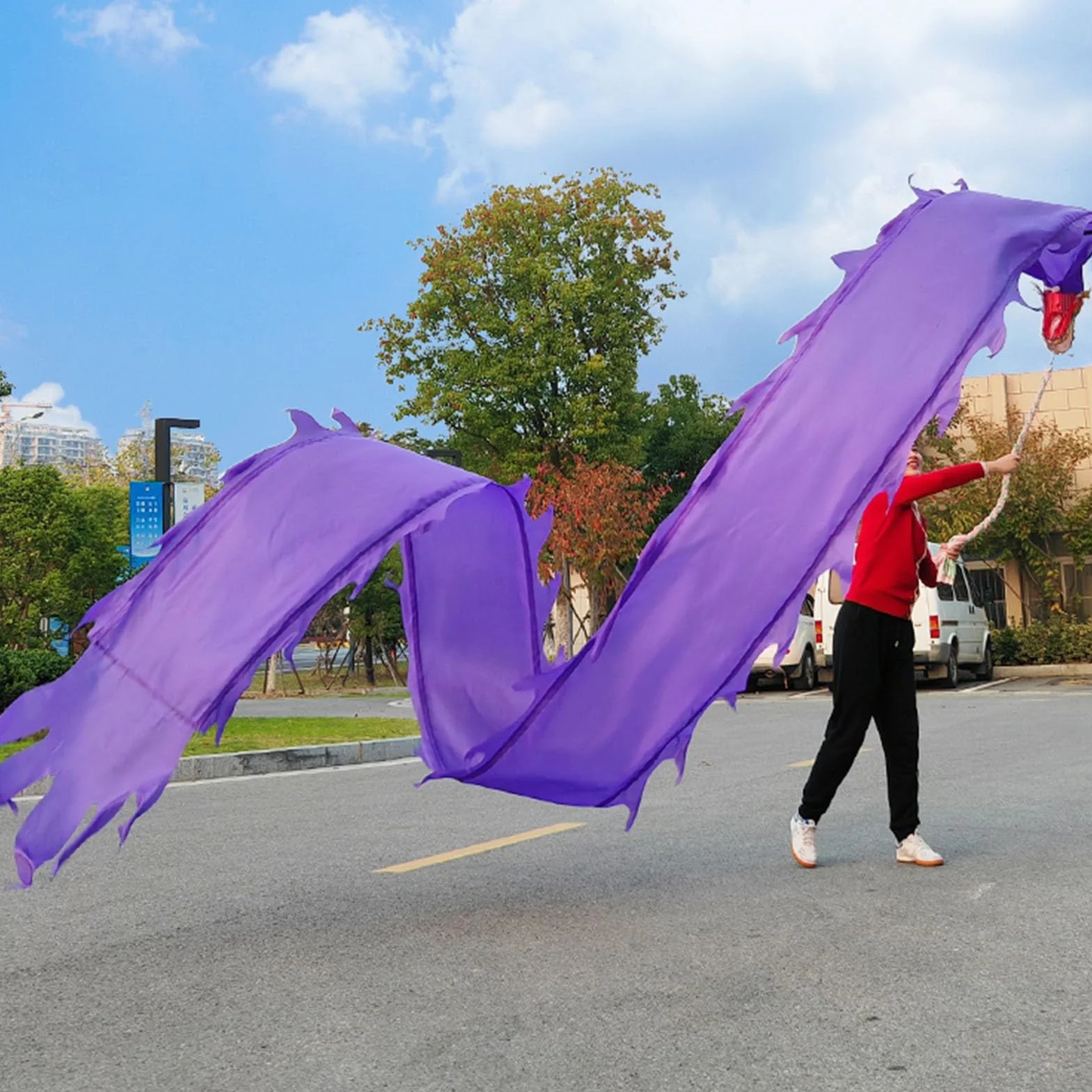 Dragon Dance Poi Fitness Ruban Multicolore Plusieurs Tailles (Purple, 6M)