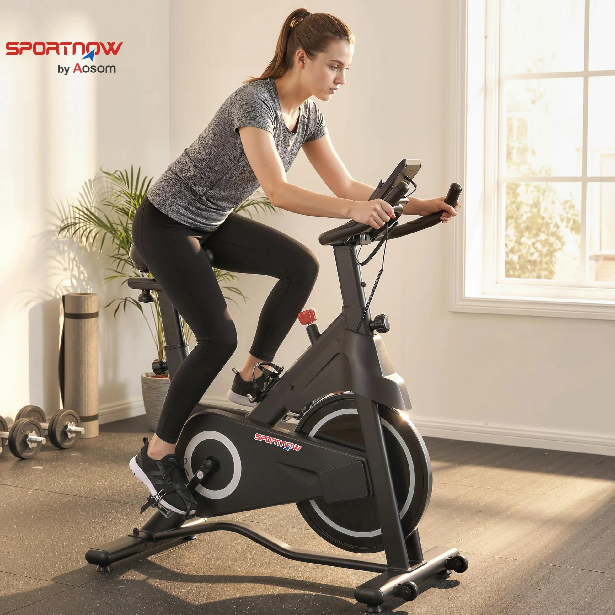 SPORTNOW Vélo d'Appartement avec Résistance Magnétique Réglable, Vélo d'Appartement avec Écran LCD, Siège Confortable, Selle et Guidon Réglables, pour Entraînement Cardio, Capacité 120 kg
