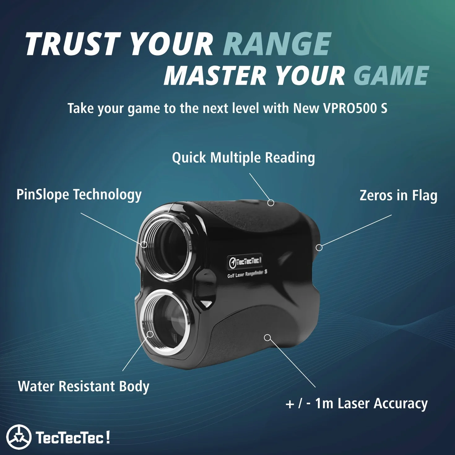 TecTecTec! Télémètre Golf VPRO500S avec Distance, Angle et Scan