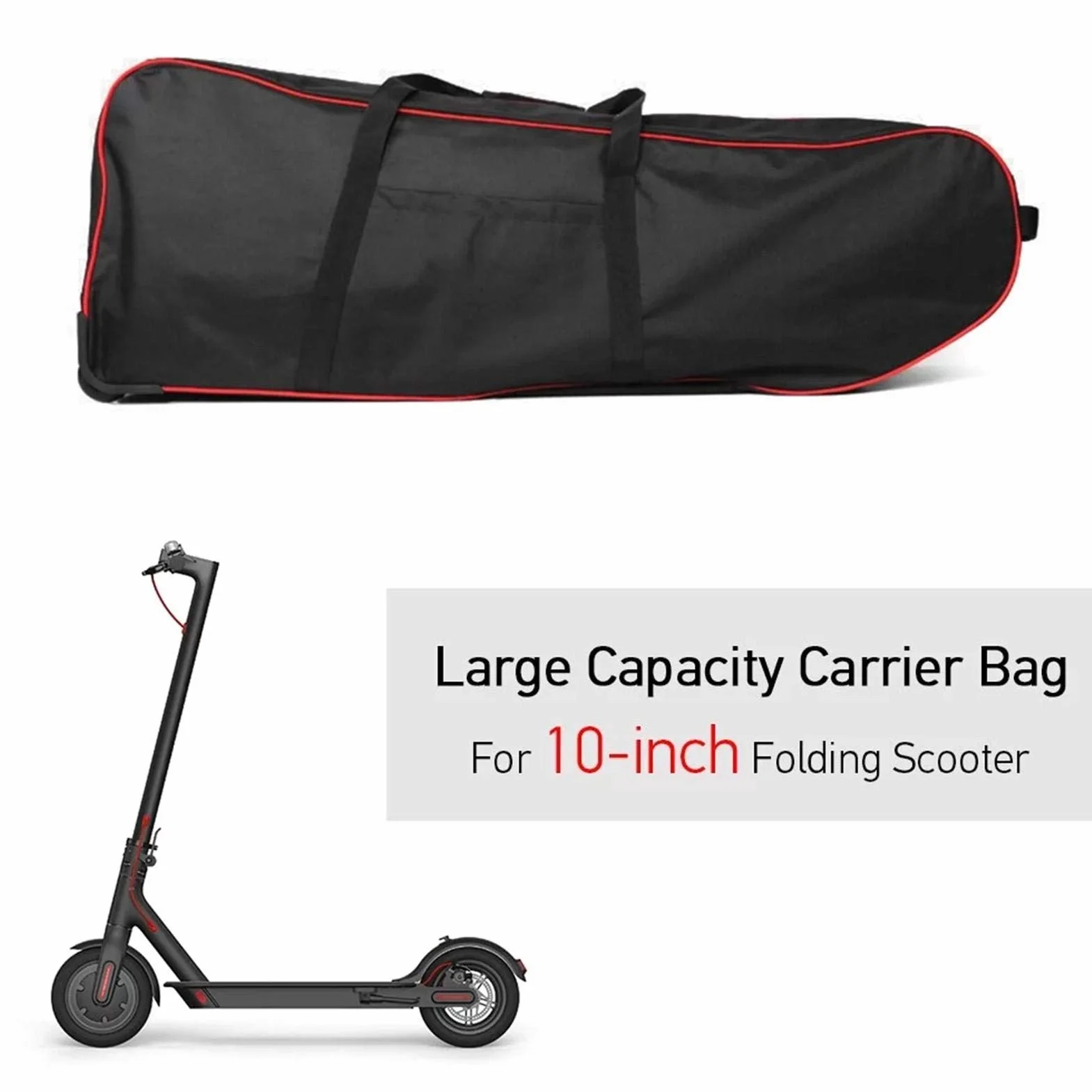 Sac De Transport Pliable pour Scooter, Sac De Rangement Étanche Rayures pour Scooter, Sac À Dos De Transport pour Scooters À Équilibrage Automatique De 10" et Deux Roues Noir-Rouge