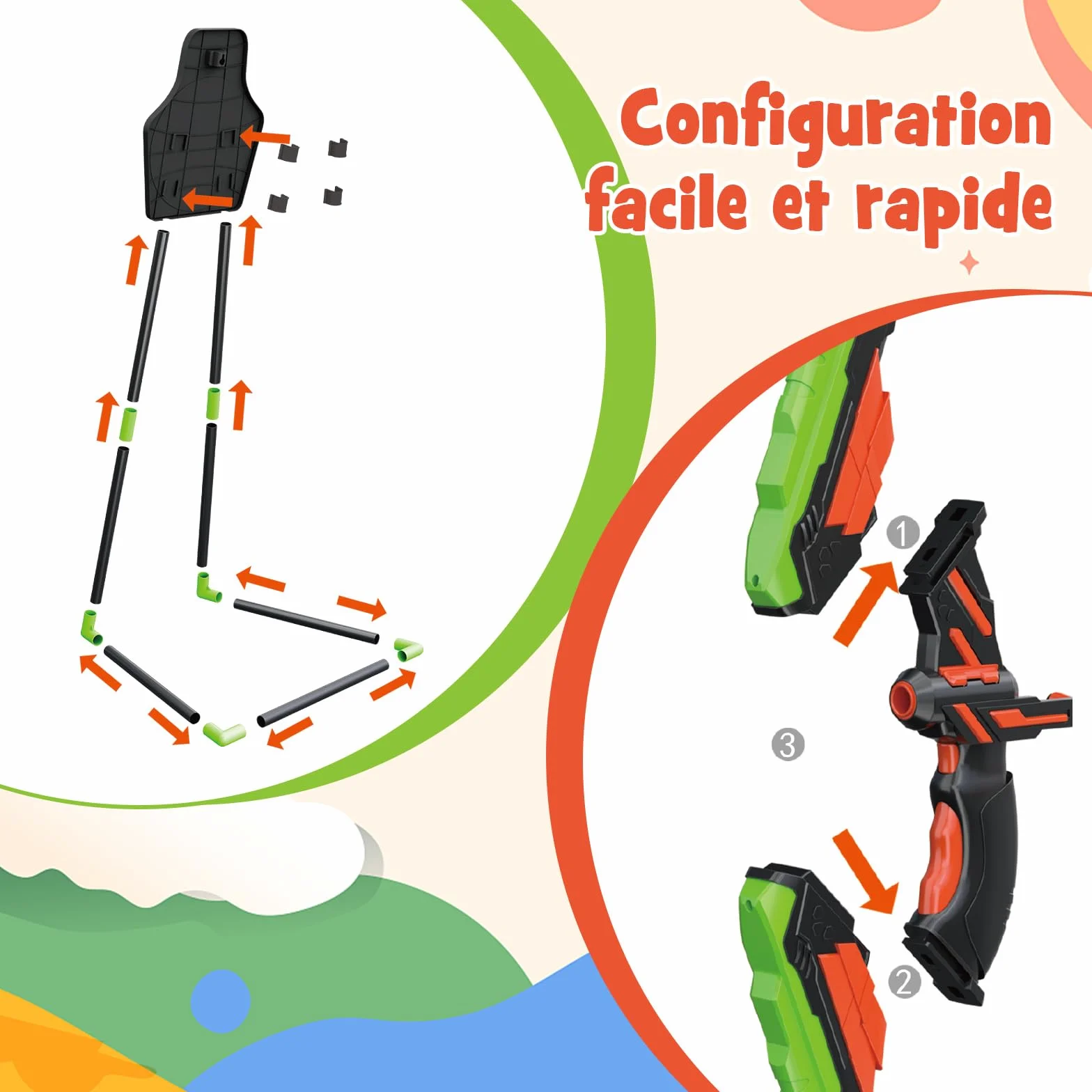 COSTWAY Arc et Flèche pour Enfants avec Lumières LED, Ensemble de Tir à l'arc avec 20 Flèches, 1 Cible Debout/Suspendue et 2 Carquois, Jeu de Tir Intérieur Extérieur pour Garçons Filles de 3 Ans+
