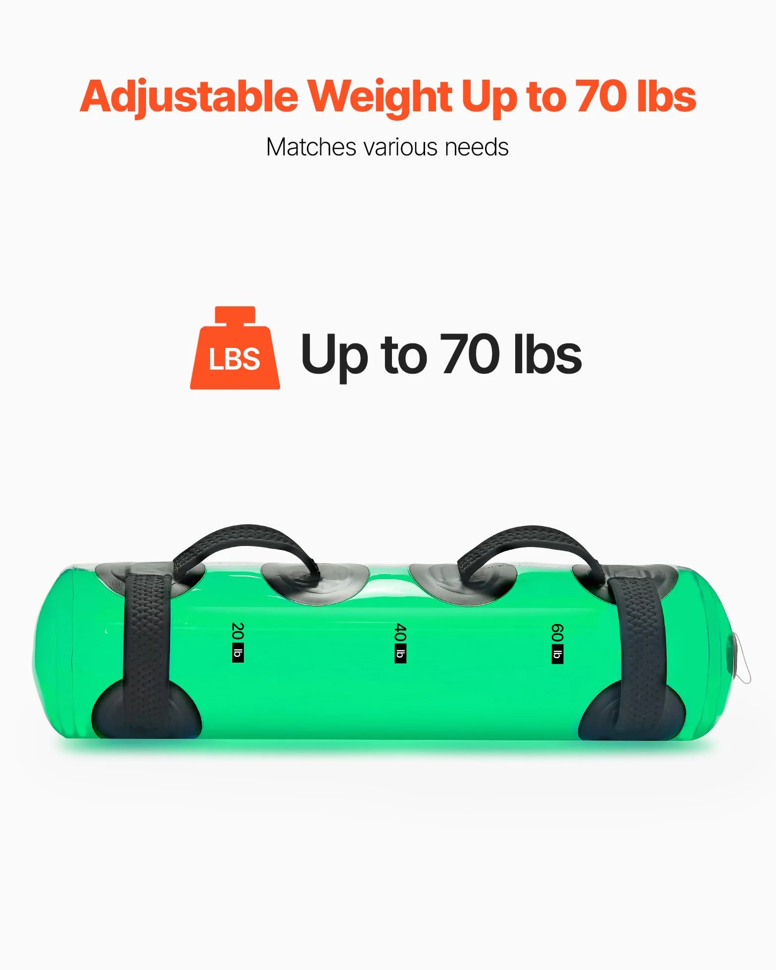 VEVOR Water Weights Aqua Bag Grand sac d'eau pour l'entraînement, équipement d'exercice de stabilité portable réglable et de fitness pour tout le corps, pour entraînement de force et d'équilibre