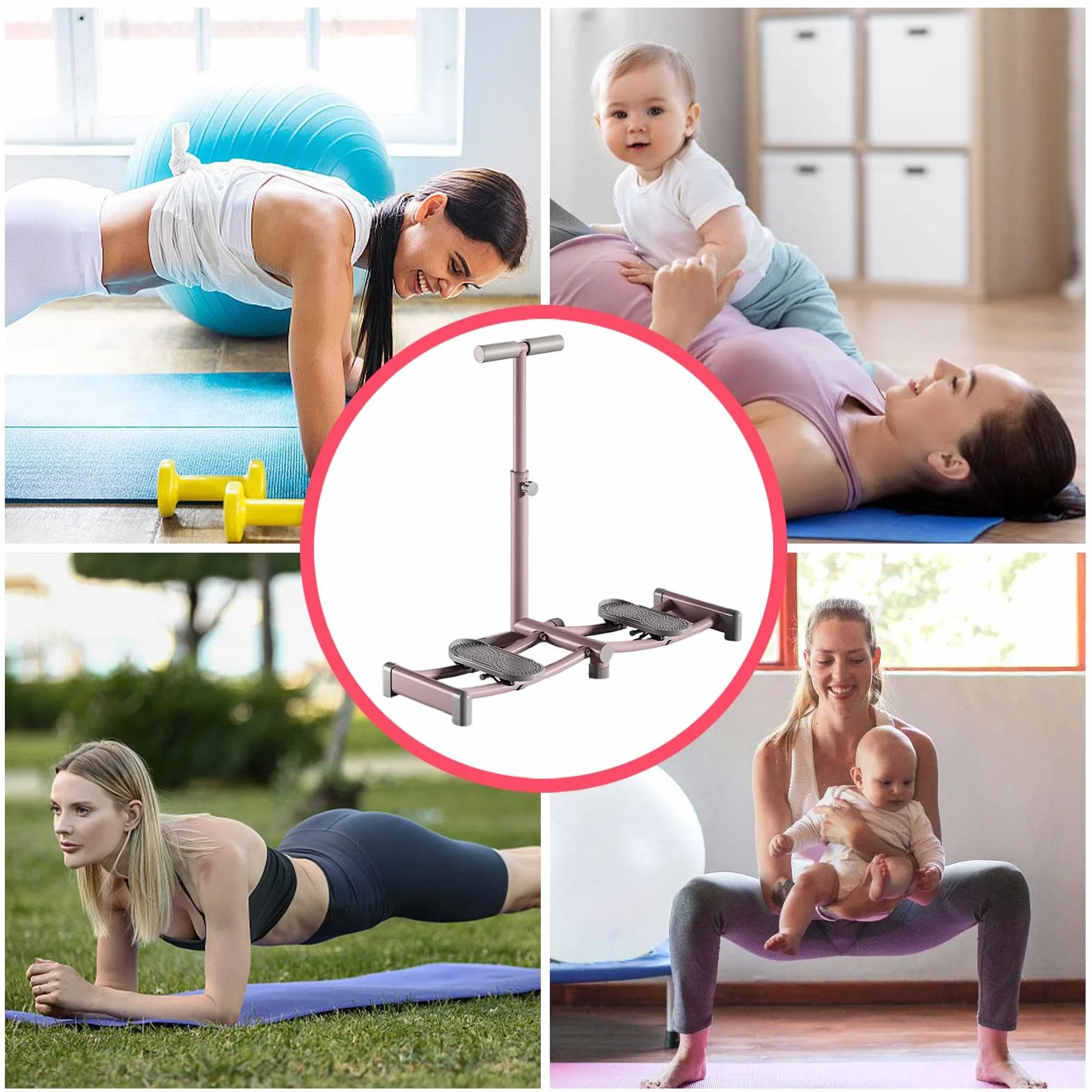 Generisch Appareil d'entraînement musculaire du plancher pelvien | Machine de renforcement des muscles intérieurs des cuisses avec mains courantes | Pédale antidérapante en polypropylène pour la salle