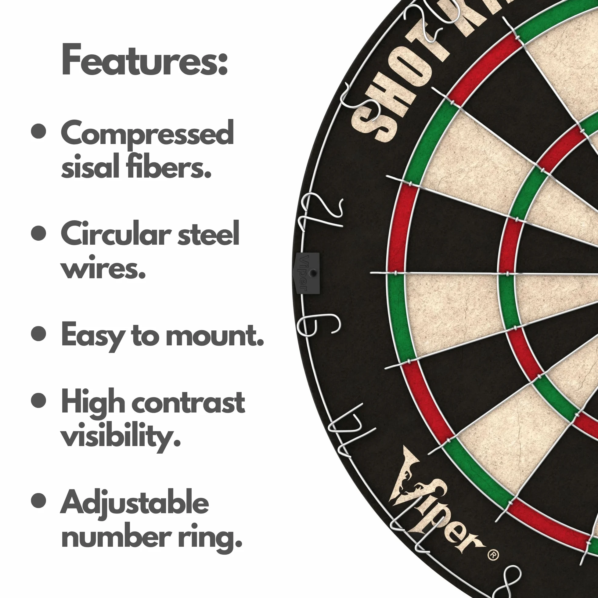 Shot King Jeu de fléchettes Acier Fil d'araignée Radial métal galvanisé 6 fléchettes Noir 45,1 cm