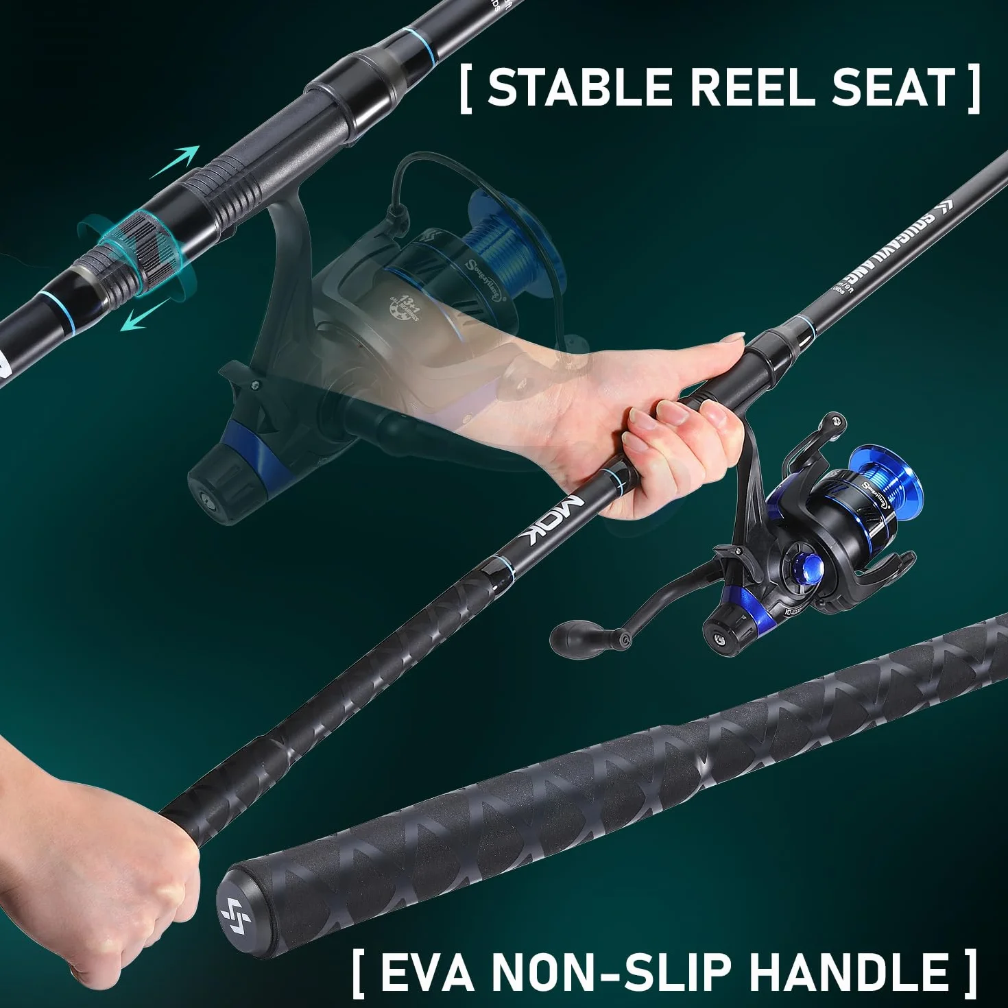 Sougayilang Canne à pêche à la carpe et moulinet, 3 sections de haute qualité en carbone, canne à pêche et moulinet, kit de pêche à la carpe avec ligne de pêche, hameçons