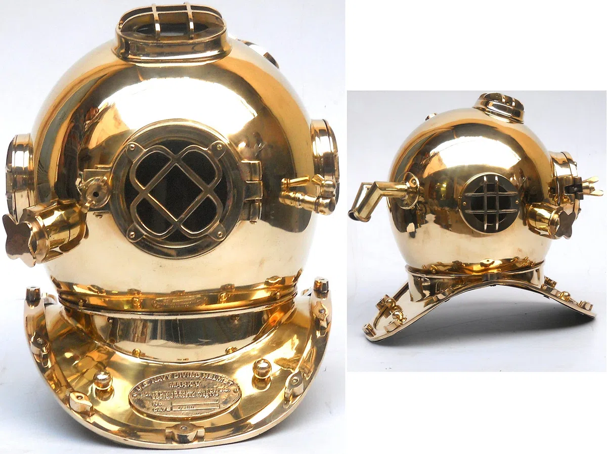 Nagina International Nautical Divers Helmet Maritime Mark V Deep Diving Solid Brass Helmet