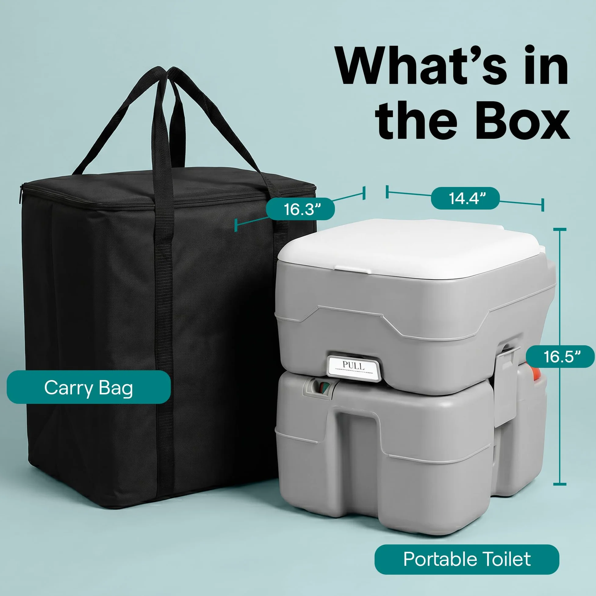 SereneLife Toilettes de Camping Portables 20 L avec Sac de Transport, WC Chimique Portable avec Plus de 100 Chasses d’Eau, Toilette Portable Étanche Anti-Odeurs, Jusqu’à 150 kg