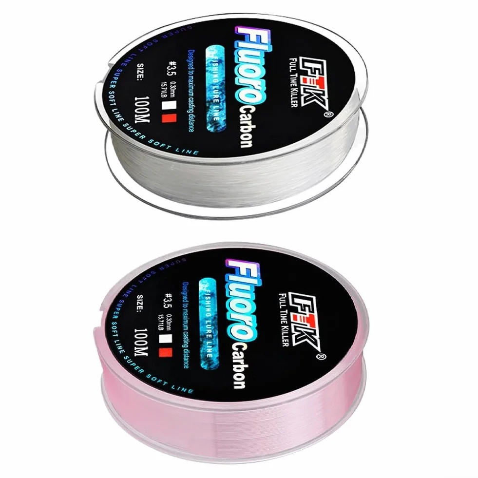 Ligne de pêche en fluorocarbone de 100 mètres pour une utilisation avec monofilament ou ligne principale tressée comme solution de ligne de ligne de terminal à faible visibilité