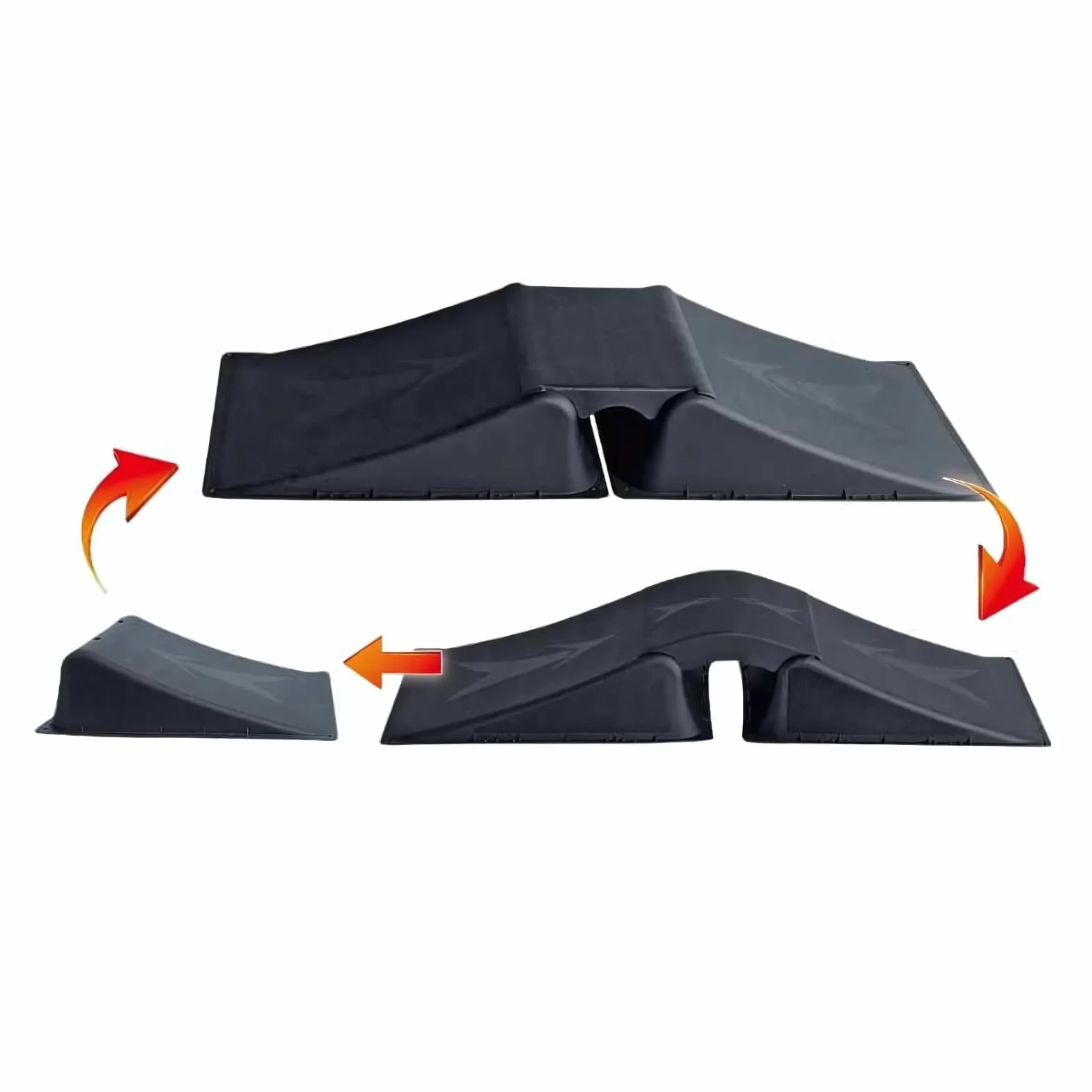 Outdoor Play | Rampe de patinage avec trois fonctions | Rampe de skate pour skateboard, roller, patins à roulettes, vélo, voitures radiocommandées, vélos BMX, patins. Ne convient pas aux trottinettes