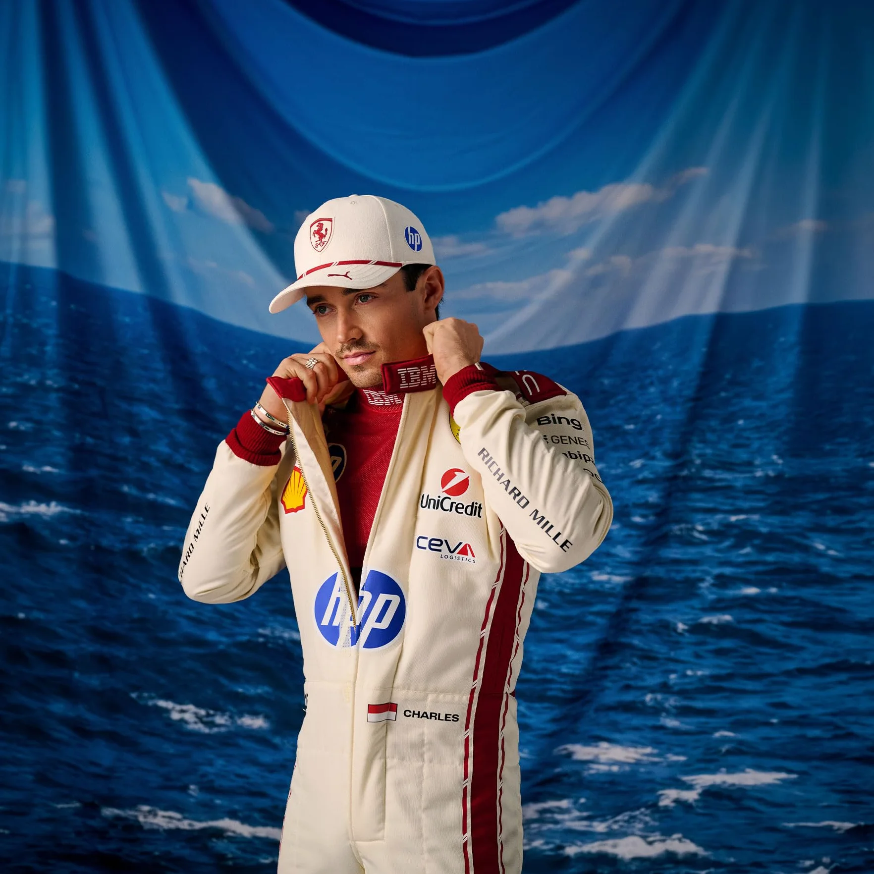 PUMA Scuderia Ferrari F1 Casquette édition spéciale Monaco GP 2026 Charles Leclerc Off White Taille Unique