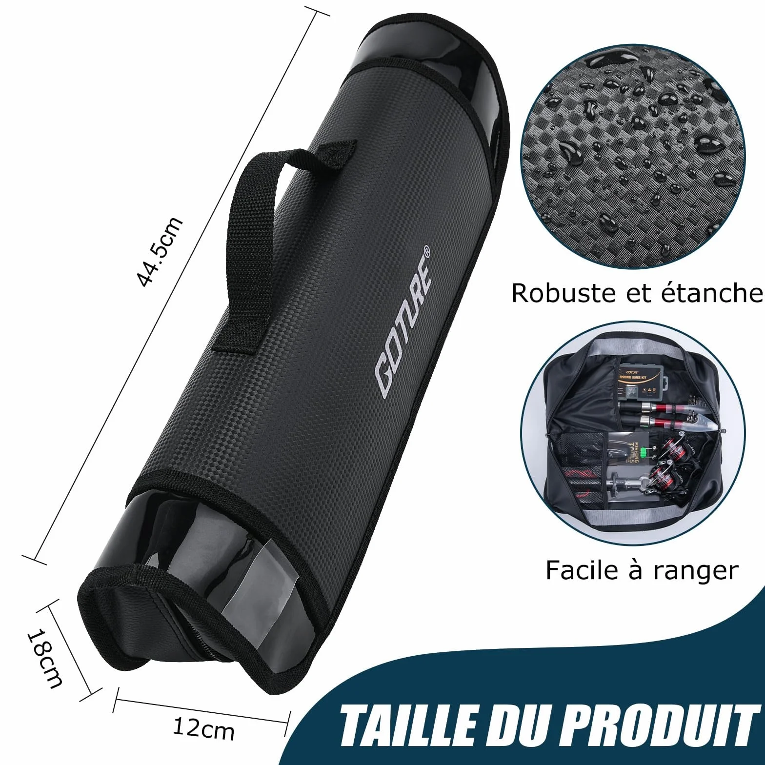 Goture Ensemble de Pêche avec 2 Canne à Pêche Télescopique, Ensemble Complet de d'outils de Pêche et d'appâts avec 2 Moulinet de Pêche 5,2:1 et Sac de Transport - pour la Pêche en Eau salée/Eau Douce