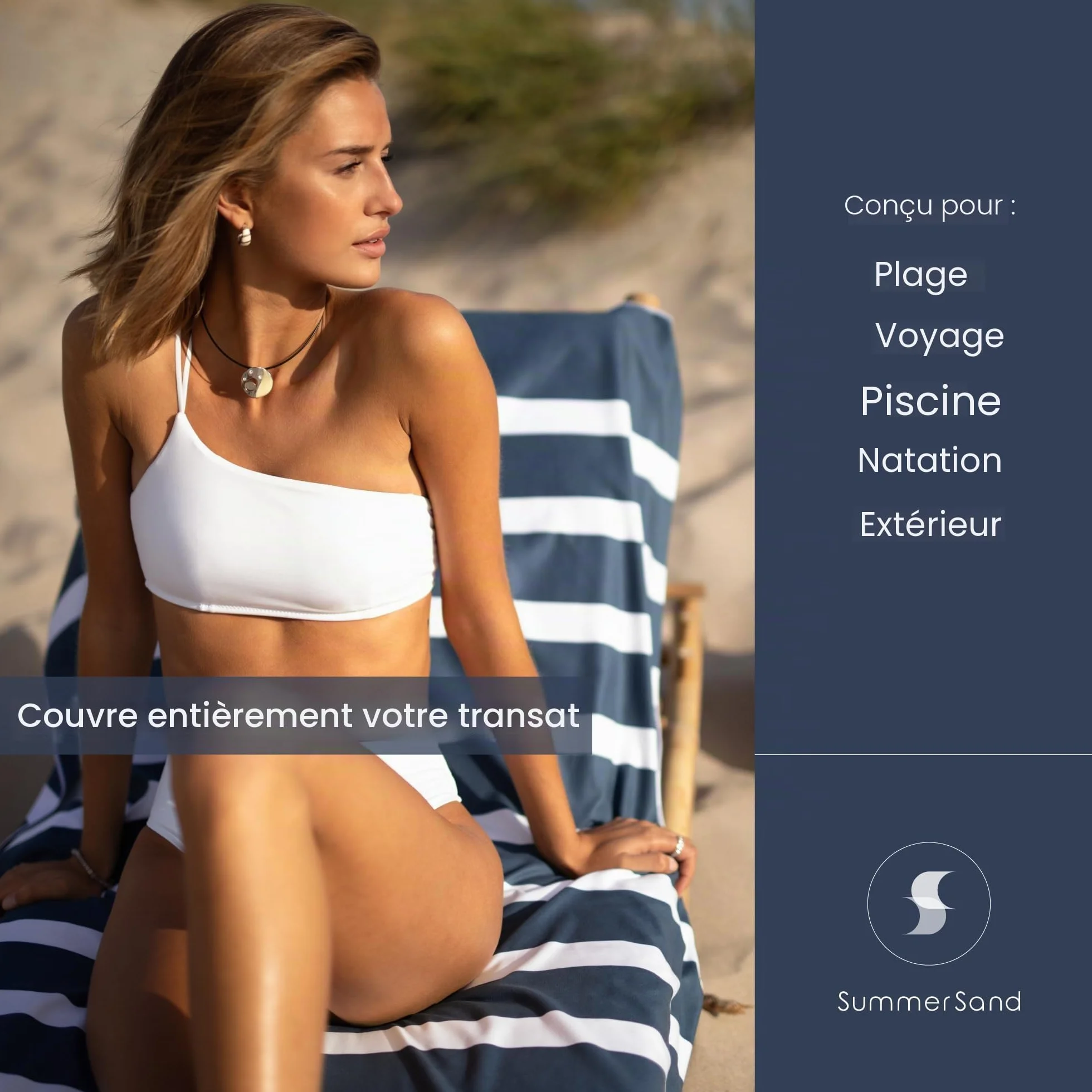 SummerSand Serviette de Plage Microfibre XL 200x100 cm - Drap de Plage Grande Taille antisable - Serviette de Piscine légère, compacte, séchage Rapide – Deep Blue