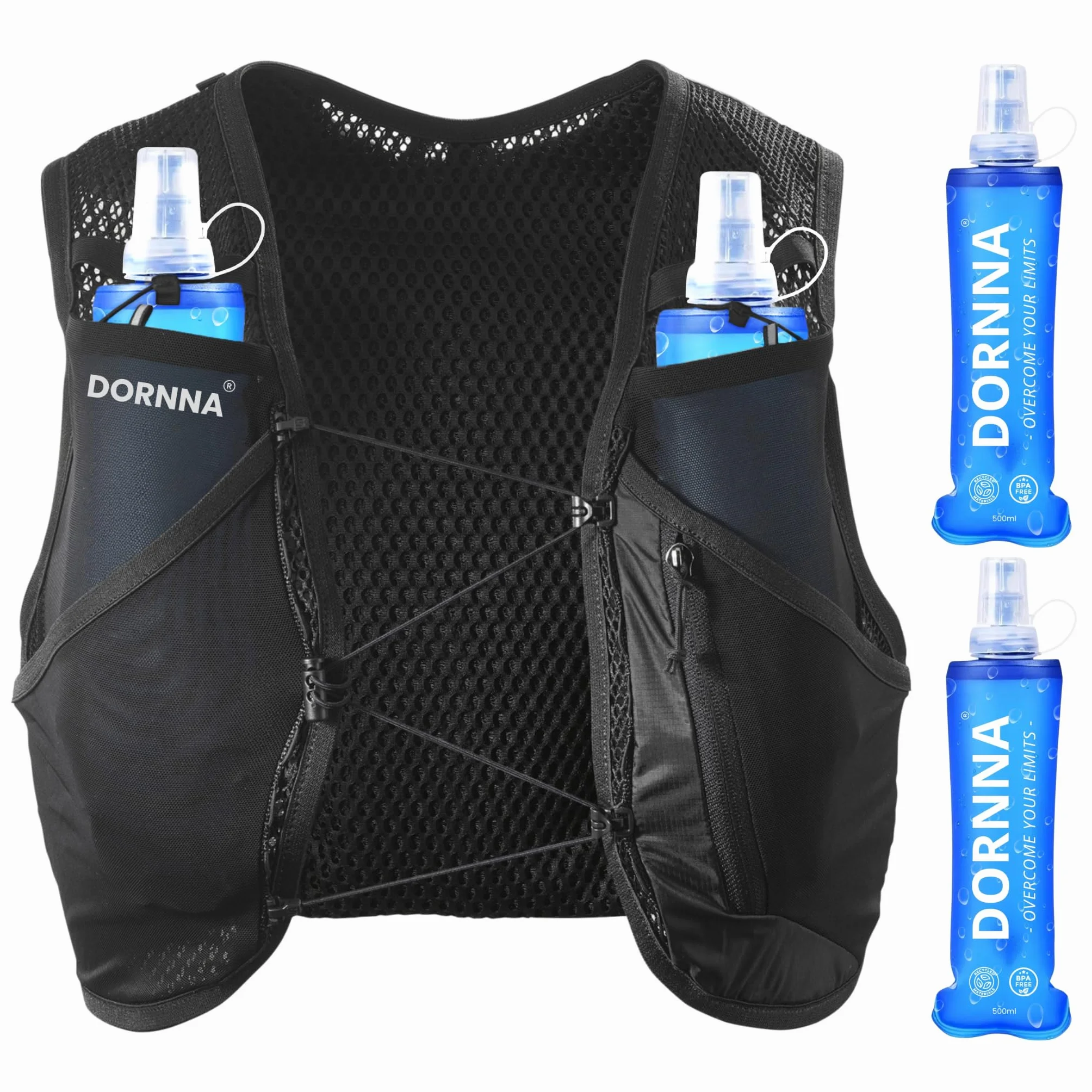 Light Edition V1 - Sac Trail + 2 PCS Gourde Souple 500 ML sans BPA, Sac Hydratation Running Homme e Femme, Gilet Hydratation.