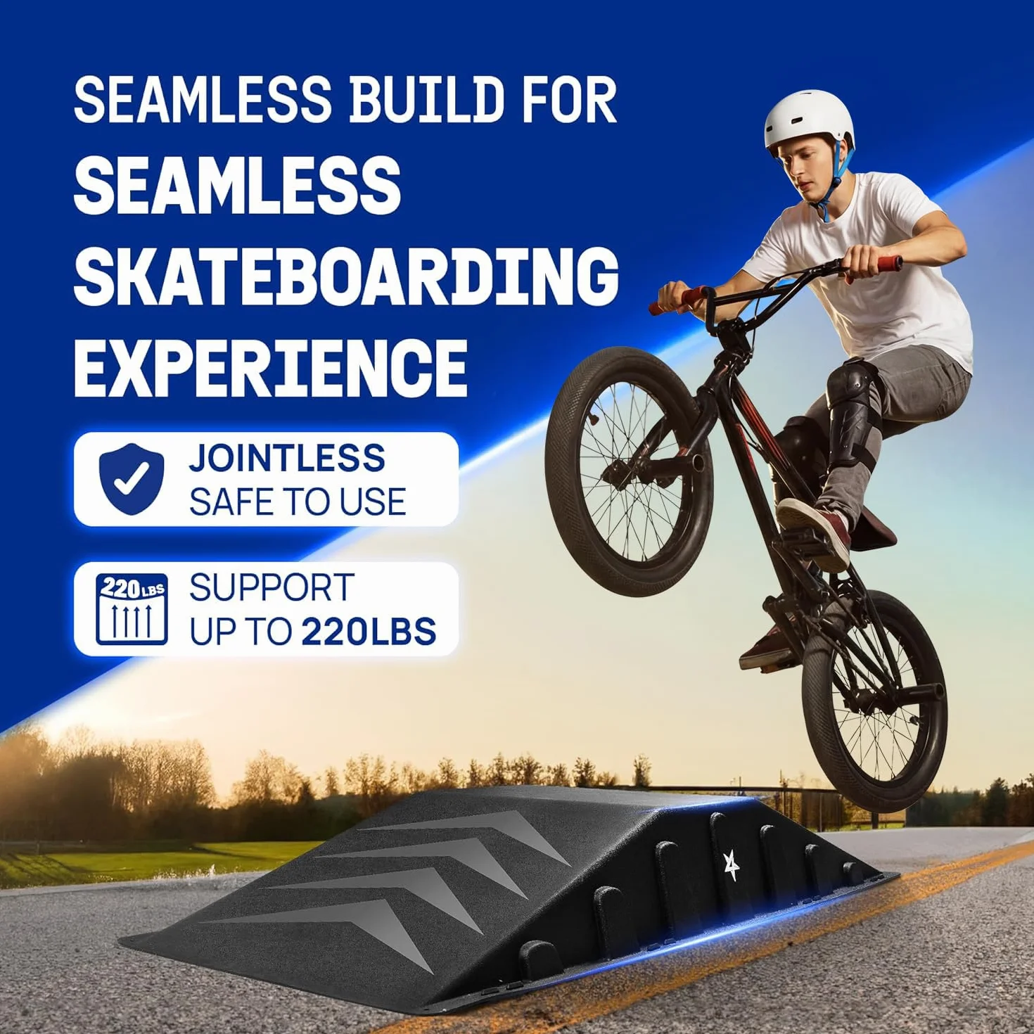 Yes4All Rampe de Skateboard Monobloc, Rampe de vélo, Rampe de Skate – Conçue pour Les débutants, Plus Durable, sûre, capacité de 100 kg