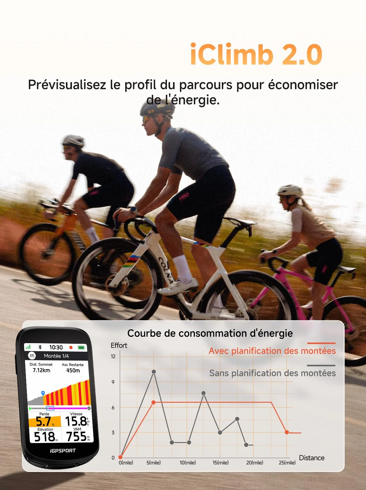 iGPSPORT BSC500 Compteur Velo sans Fil, 3,3" Grand Écran Tactile Navigation Vocale Sonnette Électronique Mode Vélo Électrique, d’Entraînement en Montée, 32 Go Compteur Velo GPS