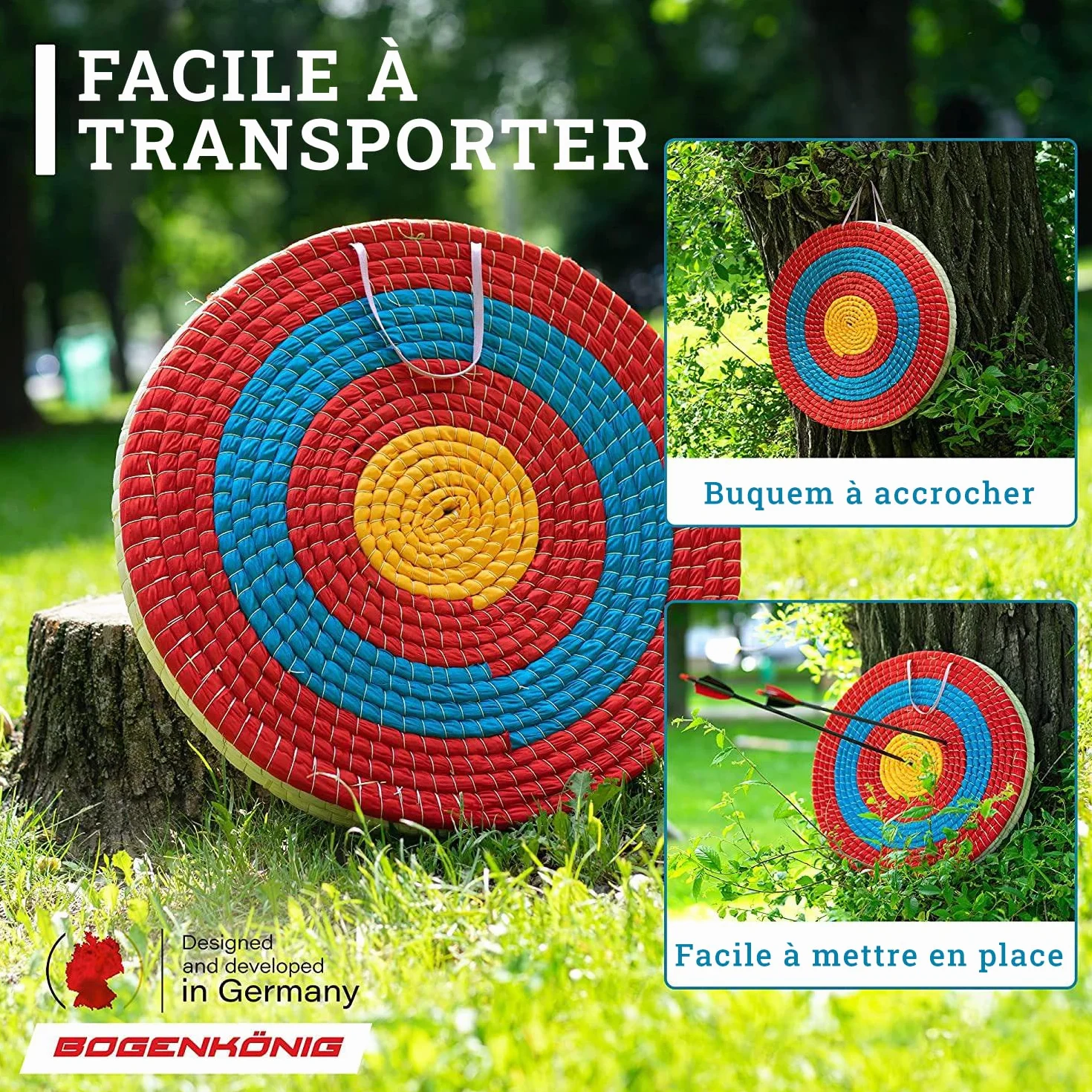 Cible tir à l'arc - Cible en Paille résistante aux intempéries pour Adultes & Enfants I Cible en Paille pour Arc et flèches & arbalète, Accessoires tir à l'arc, cibles pour tir