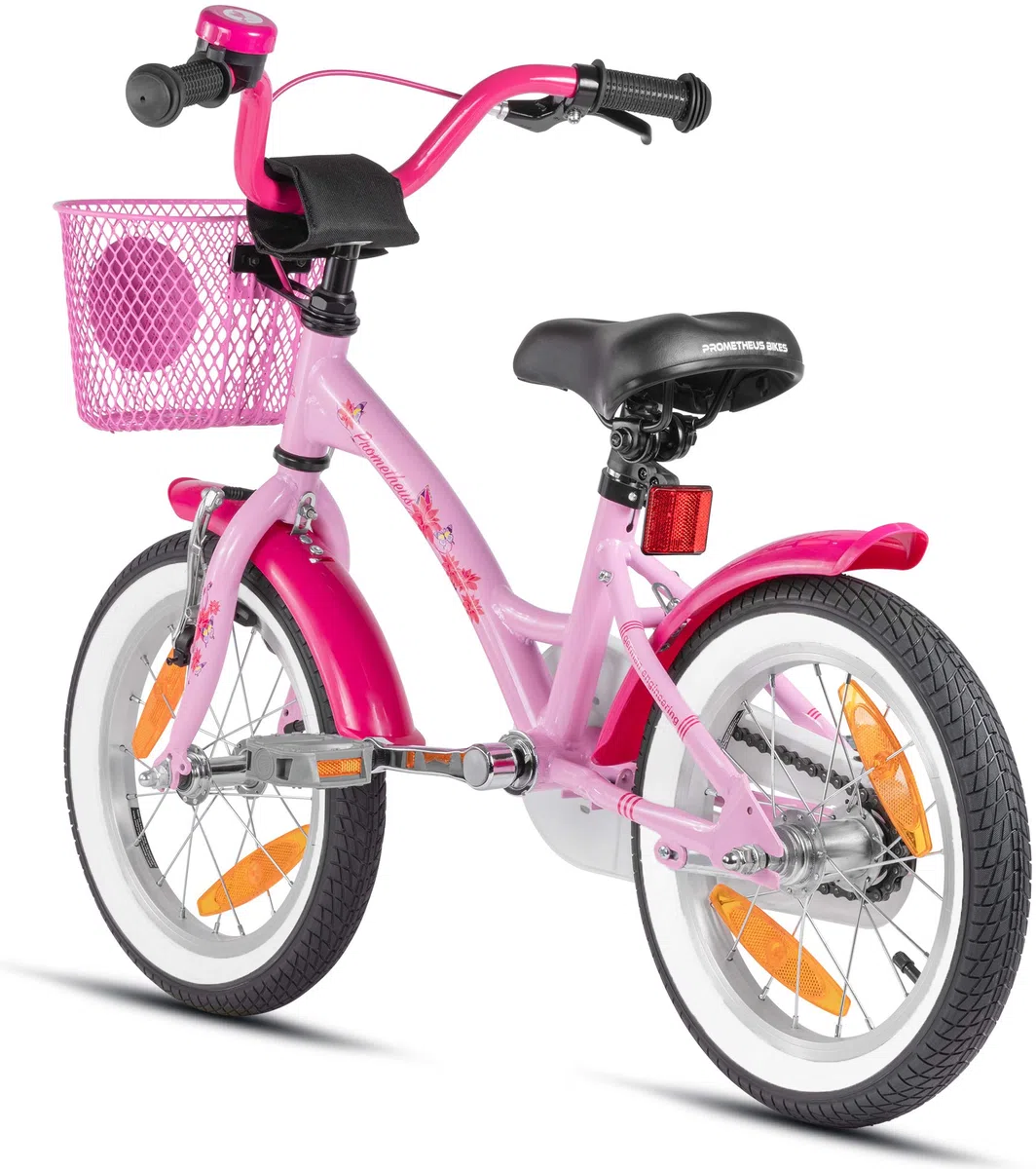 PROMETHEUS BICYCLES Velo Enfant 4 Ans - vélo Fille 14 Pouces a Roulette pour 3 a 5 Ans - Petite Princesse en Rose