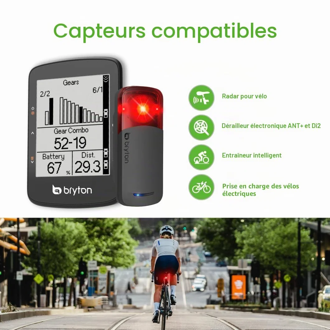 Bryton Rider 460 Compteur GPS Vélo 2,6 Pouces LCD, Assistance de Navigation Innovante, Compatible avec Vélos Électriques et Radar Vélo, Autonomie 32h, Bluetooth Ant, Étanche