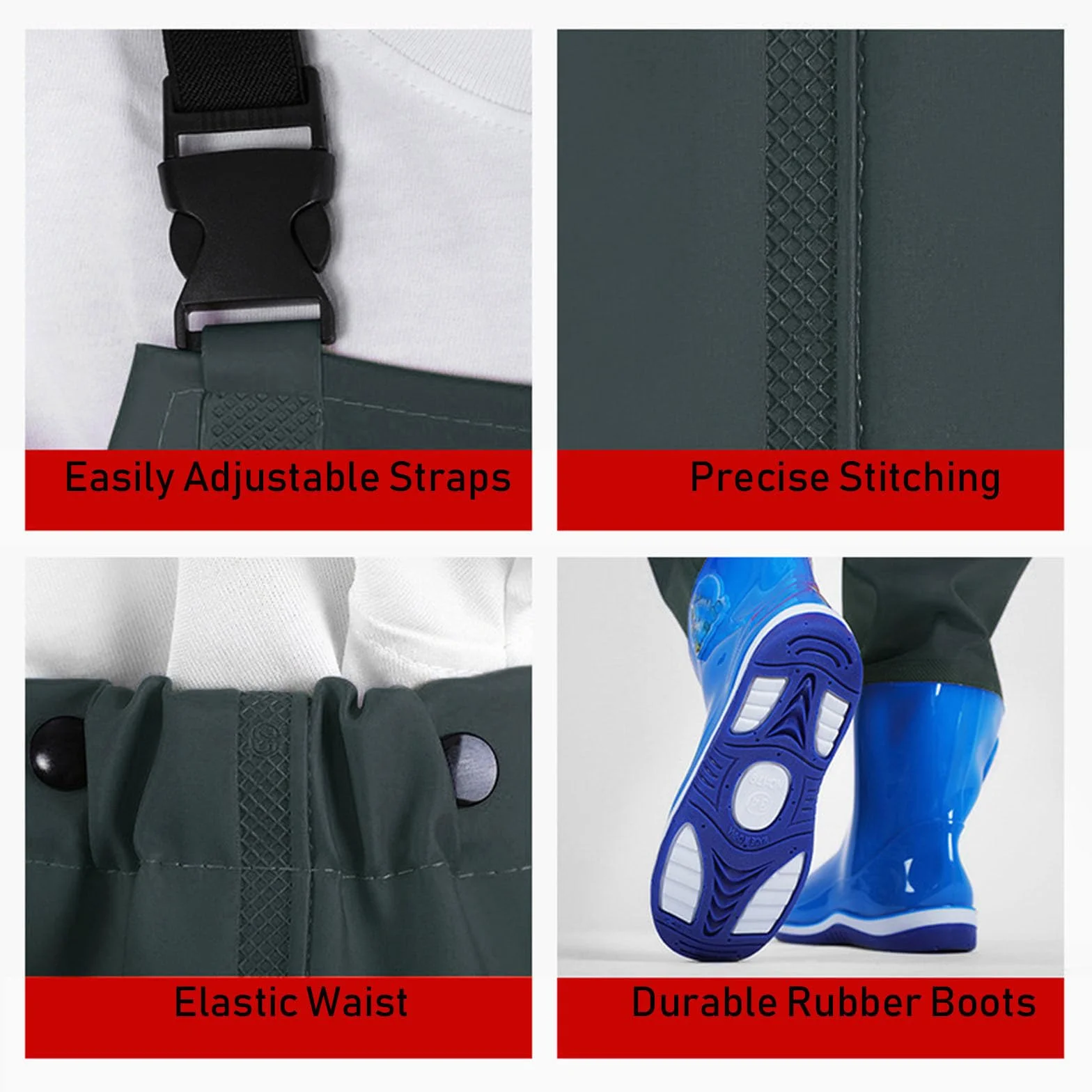 Cuissardes imperméables de pêche pour enfants avec bottes