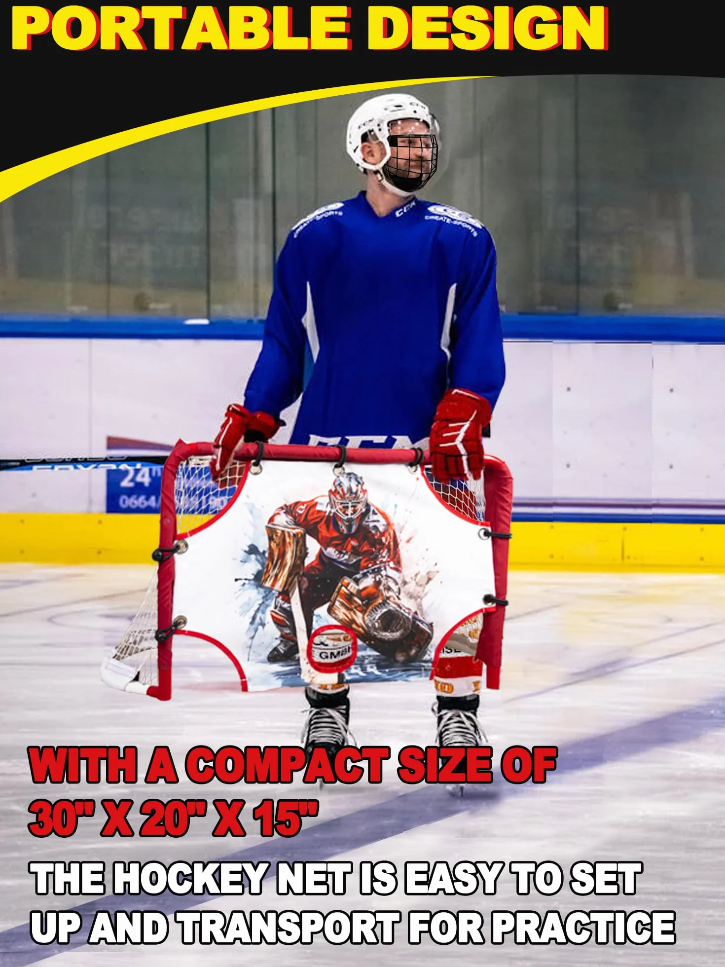 Kasifei Mini filet de hockey en acier avec tuteur de tir, 76,2 x 50,8 cm très résistant pour enfants