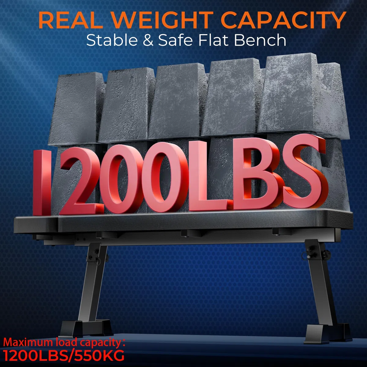 Banc de musculation plat de 550 kg avec appui-tête – Bonvork 138 cm rallongé, banc de fitness, banc de fitness, banc plat pour la salle de fitness à domicile, la musculation, le développé couché pour