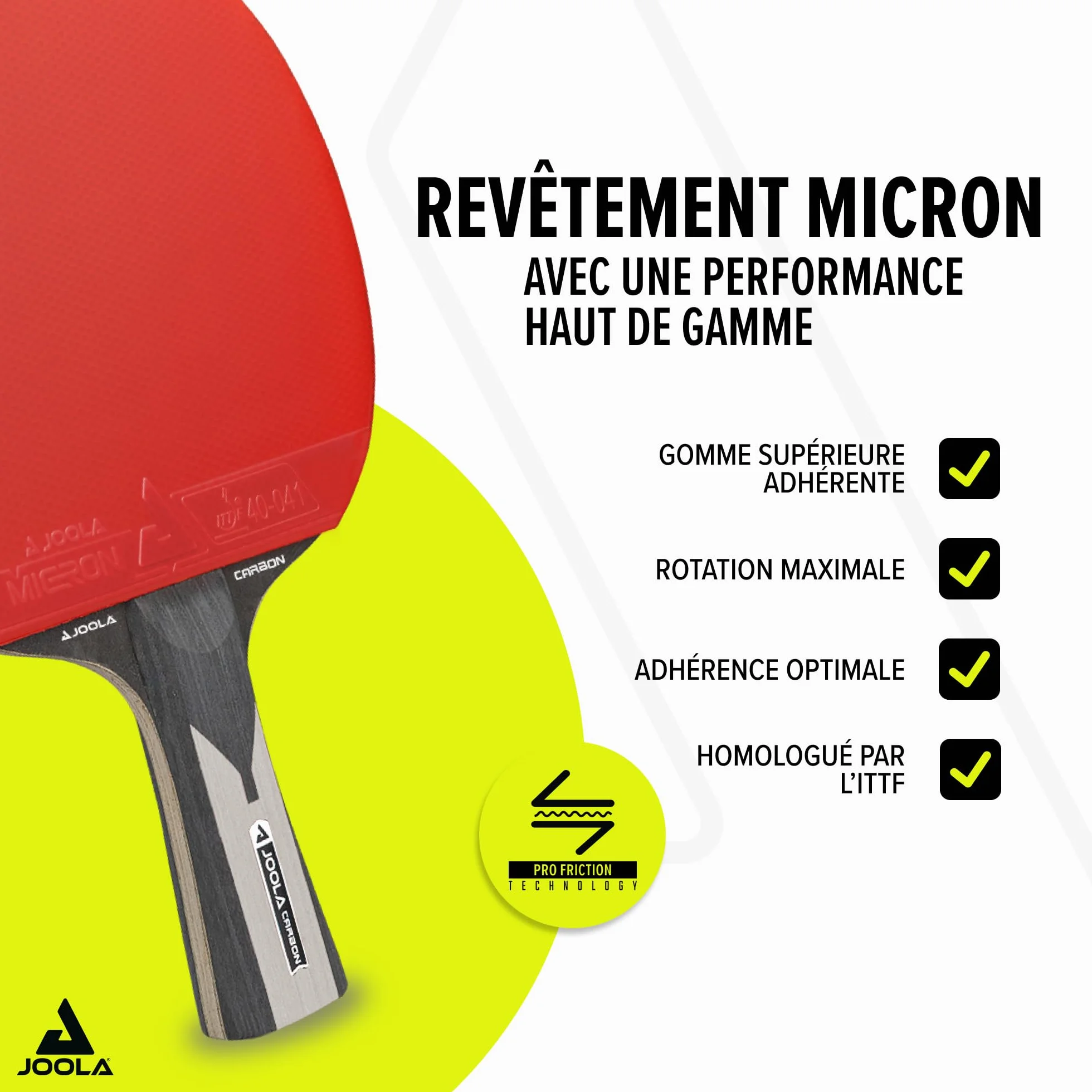 JOOLA Raquette de Tennis de Table Carbon X Pro ITTF Approuvée 7 étoiles Batte Ping-Pong Noir/Gris éponge 2.0 MM