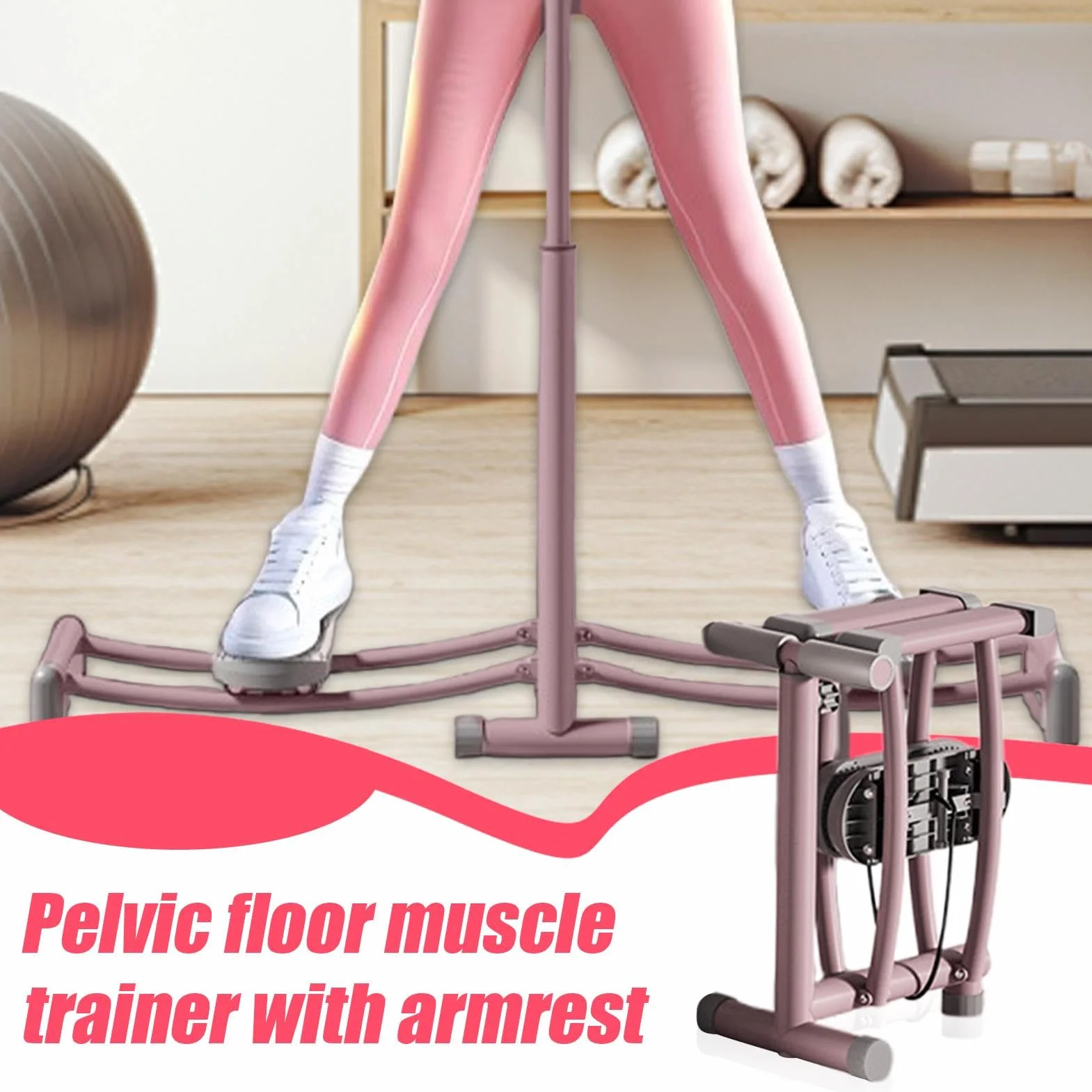 Generisch Appareil d'entraînement musculaire du plancher pelvien | Machine de renforcement des muscles intérieurs des cuisses avec mains courantes | Pédale antidérapante en polypropylène pour la salle