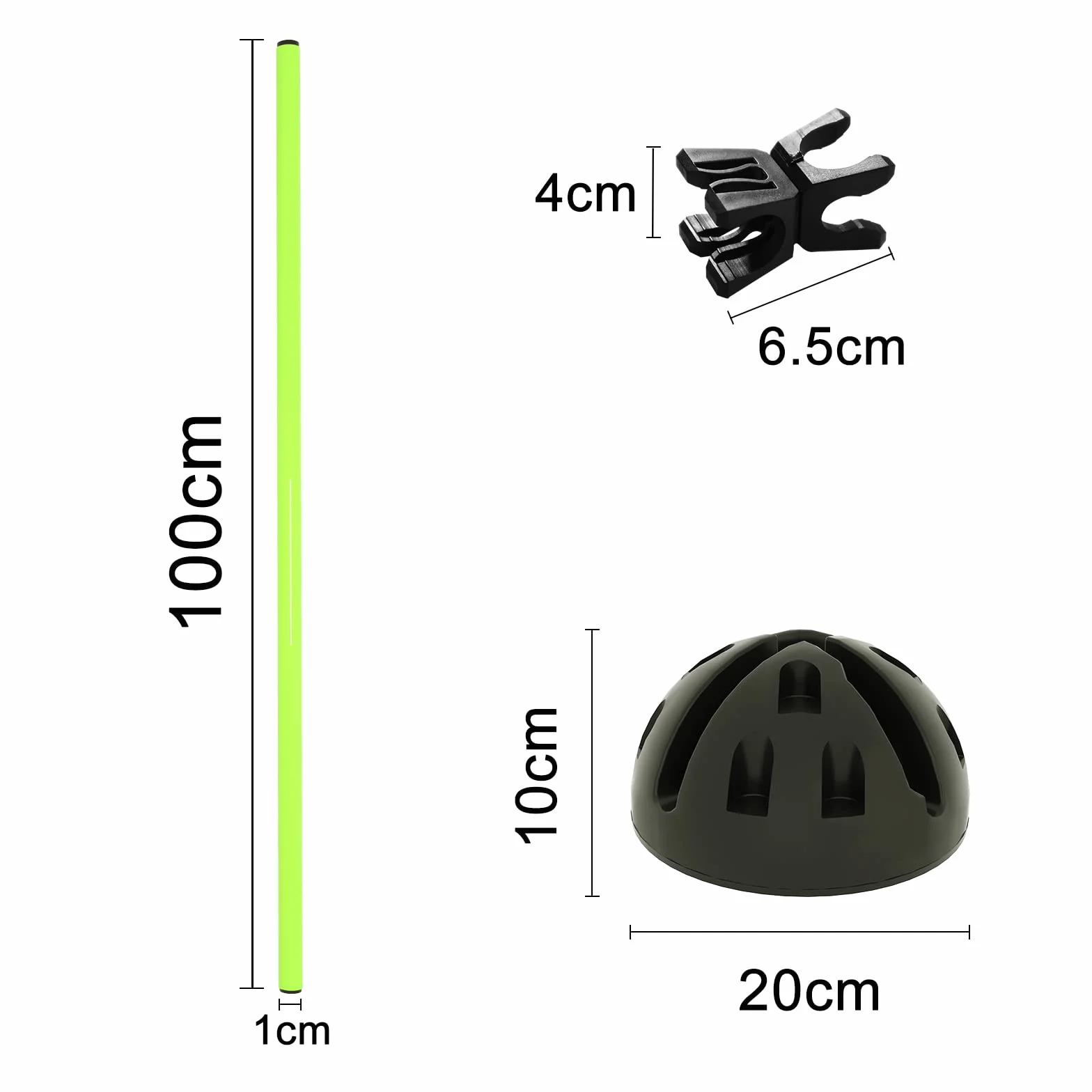 XMTECH Kit de barres de saut 100 cm, obstacles d'entraînement, coordination, dribble, mobilité (15 barres, 10 pieds, 10 clips)