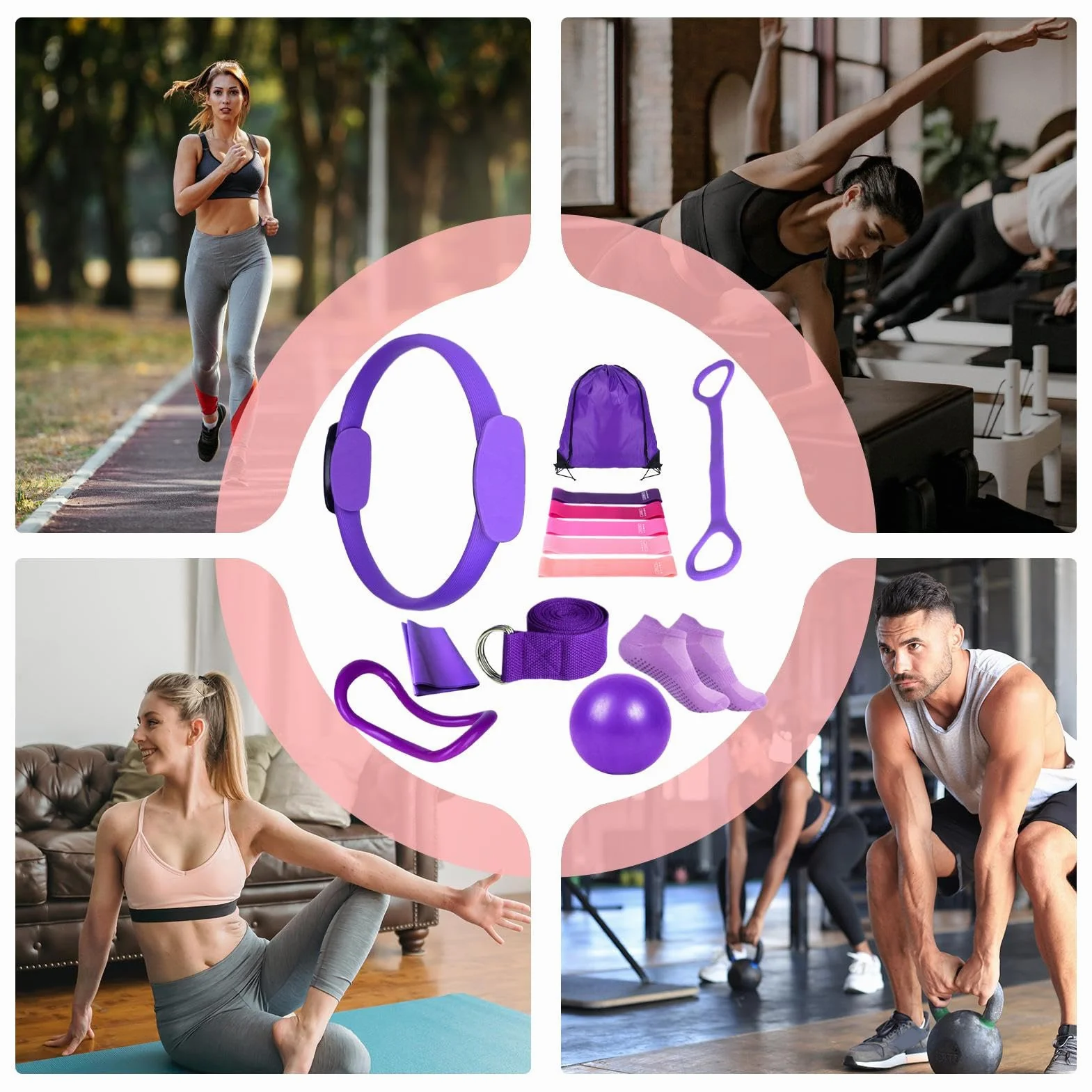 Générique Kit Pilates Maison, Ensemble De Yoga Et Pilate Femme, Pilates Essential Kit, Accessoires Entraînement À Domicile Gym Set pour Femme Enceinte, Récupération, Studio Et Entraînement À Domicile