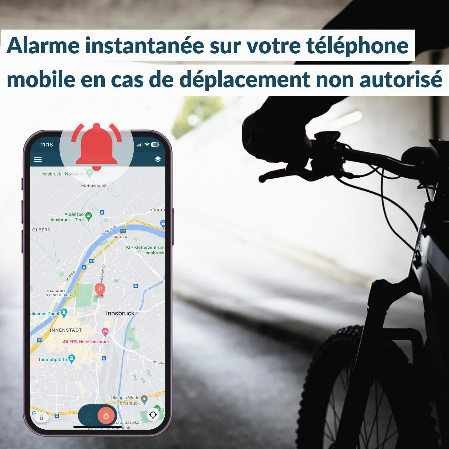 BikeTrax Traceur GPS Vélo Électrique - Compatible avec 95% des Marques, Protection Contre Le Vol Puissante, Suivi en Temps Réel Via App iOS et Android, Inclus : Système d’Alerte et Carte SIM