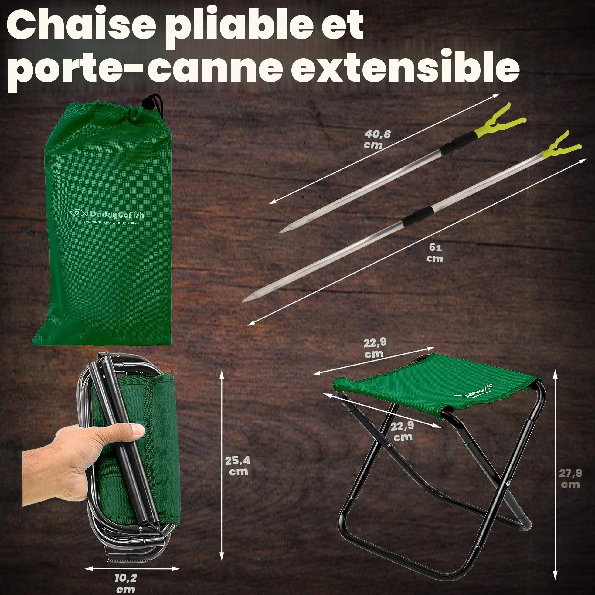 DaddyGoFish Enfants Canne à pêche télescopique Spincast Combo Chaise Pliable Porte-Canne boîte à appâts Filet et Sac de Transport garçons et Filles