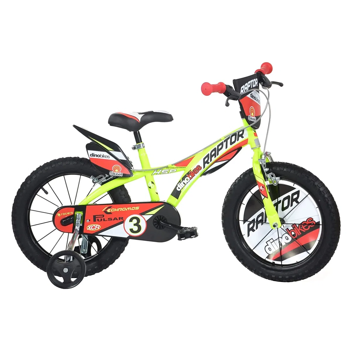 Dino Bikes Vélo Enfant Garçon Raptor 14 Pouces Freins sur Le Guidon Jaune