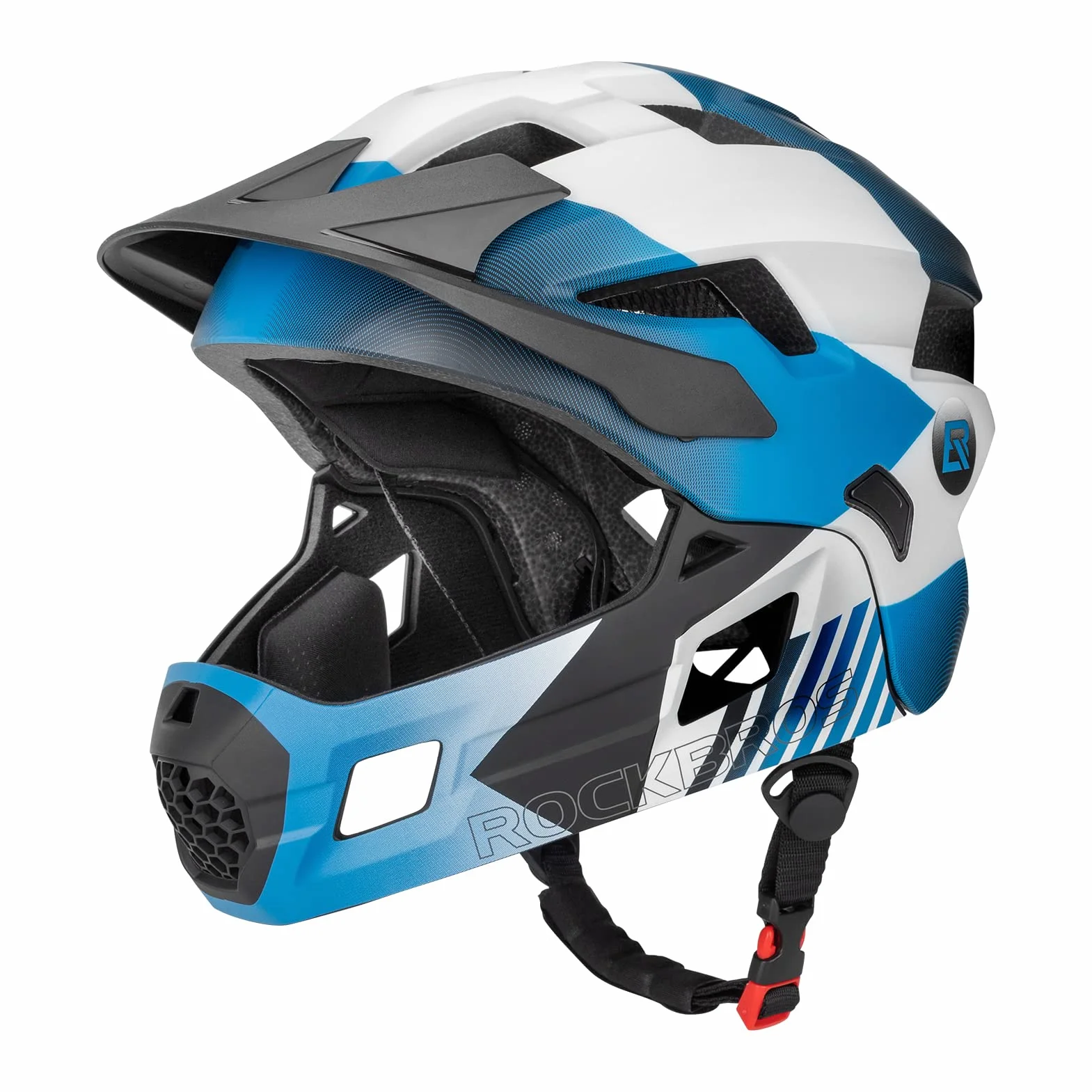 ROCKBROS Casque BMX d'enfant Intégral Vélo VTT Anti-Choc Menton Protection Détachable CE