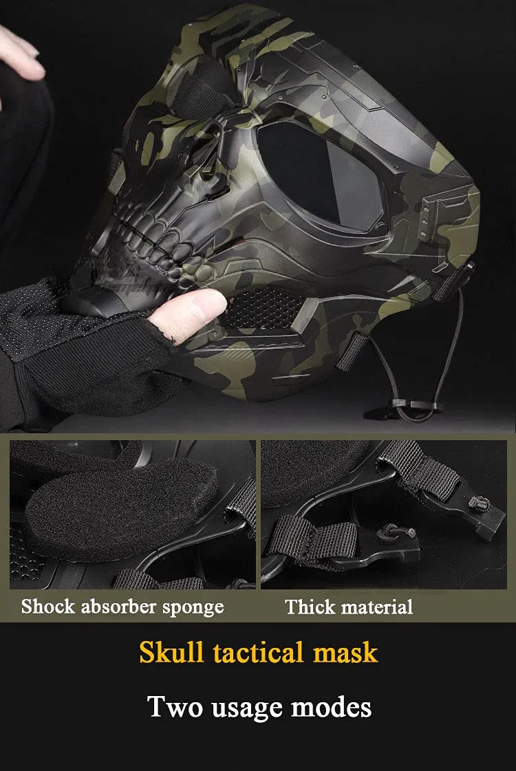 ACEXIER Tactical Airsoft Mask, Masques complets crâne Squelette avec Lunettes résistant aux Chocs armée Ventilateurs Fournitures Chasse Paintball Masques pour Moto Cyclisme randonnée Masque Militaire