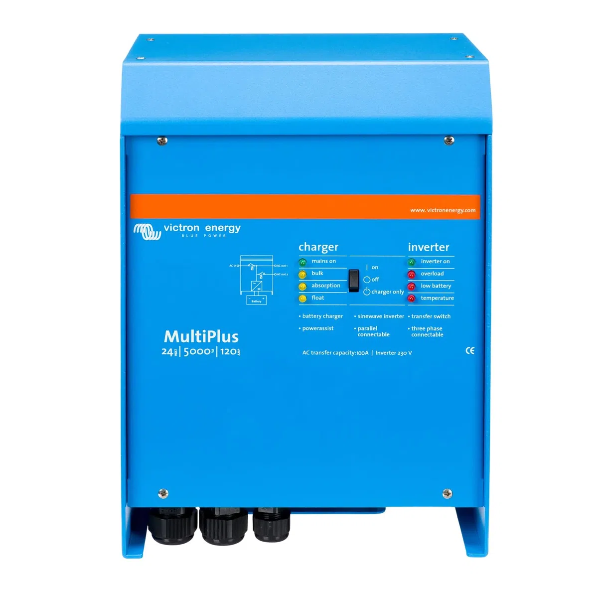 Victron Energy MultiPlus 230V, 5000VA 24-Volt Convertisseur à Sinusoïde Pure et Chargeur de Batterie 120 ampères