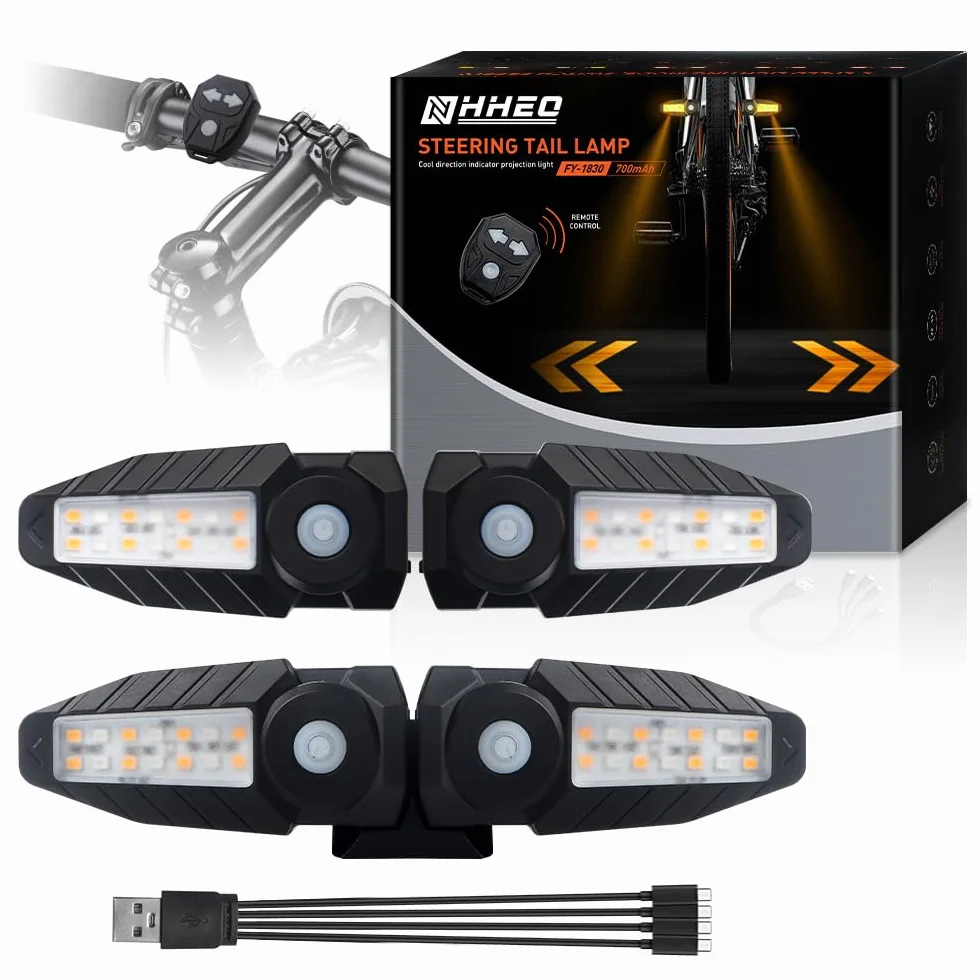 Feu Arriere Velo avec Clignotant Ultra-Lumineux à Projection, 5 Modes-Alarme sans Fil à Corne Clignotant Vélo 30 LED IPX4 Imperméable Rechargeable par USB Lumiere Velo Avant et Arriere