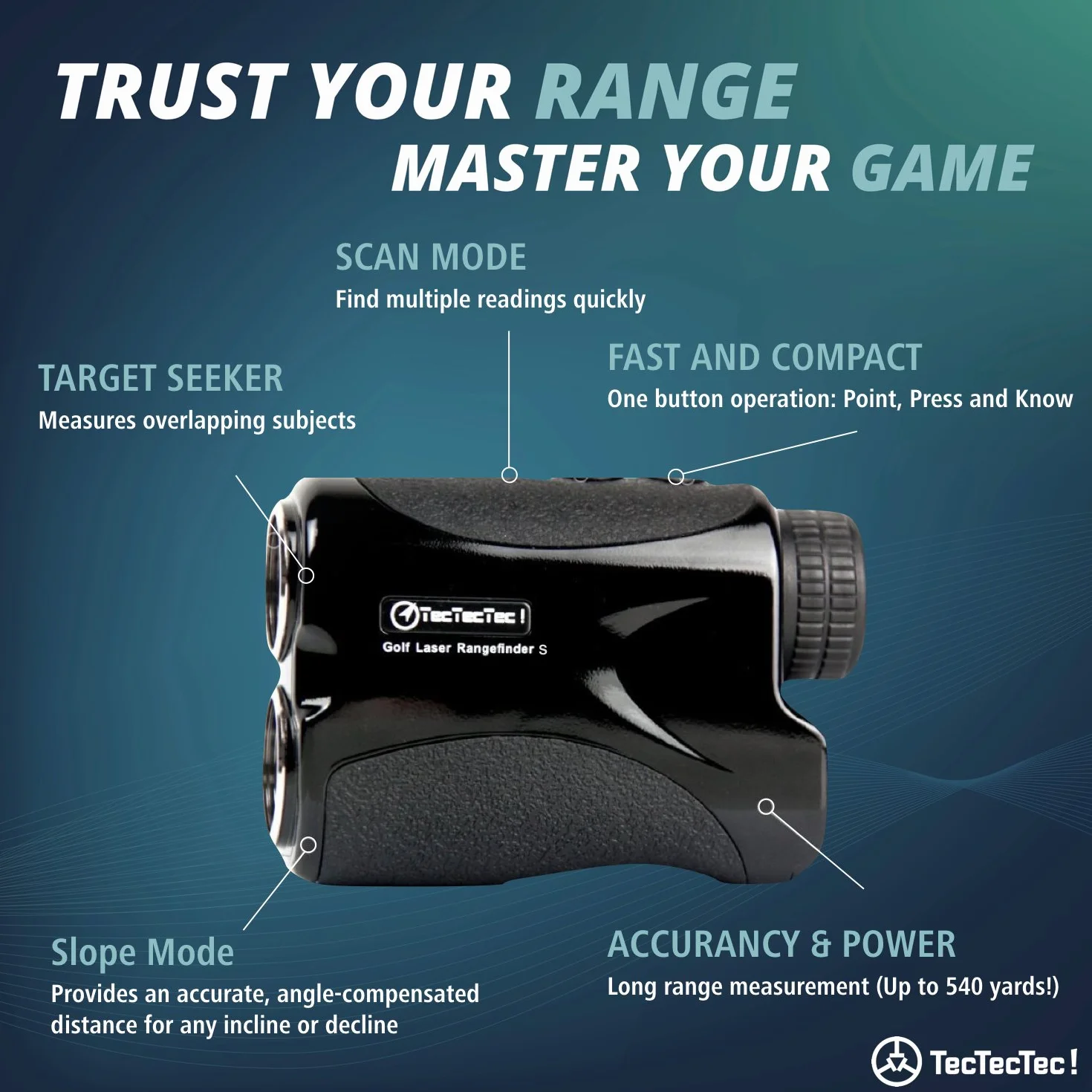 TecTecTec! Télémètre Golf VPRO500S avec Distance, Angle et Scan