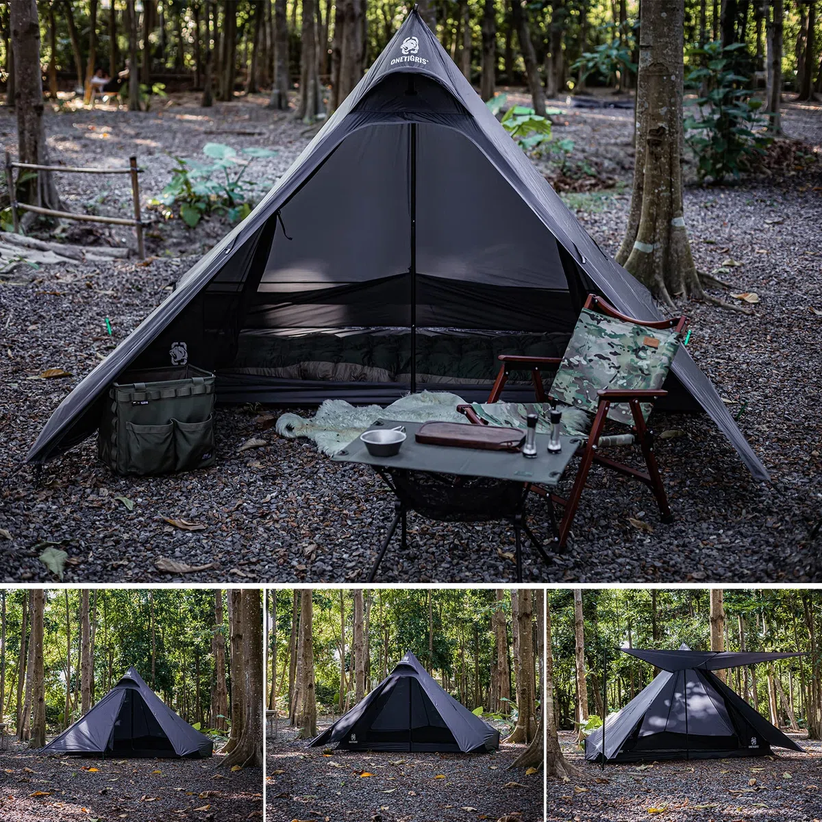 OneTigris Tetra Tente ultralégère Tipi 1-2 Personnes, randonnée Tente à arceaux avec Maille intérieure, Tente de Camping imperméable 3 Saisons, idéal pour Le Camping en Plein air, Sac à Dos Tourisme