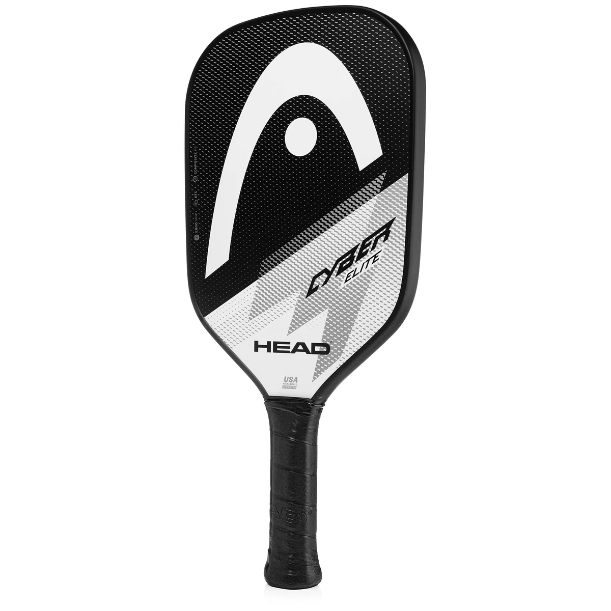 Raquette de Pickleball Head Cyber Elite, Surface en Fibre de Verre, Couleur Noir/Blanc, Niveau débutant à intermédiaire