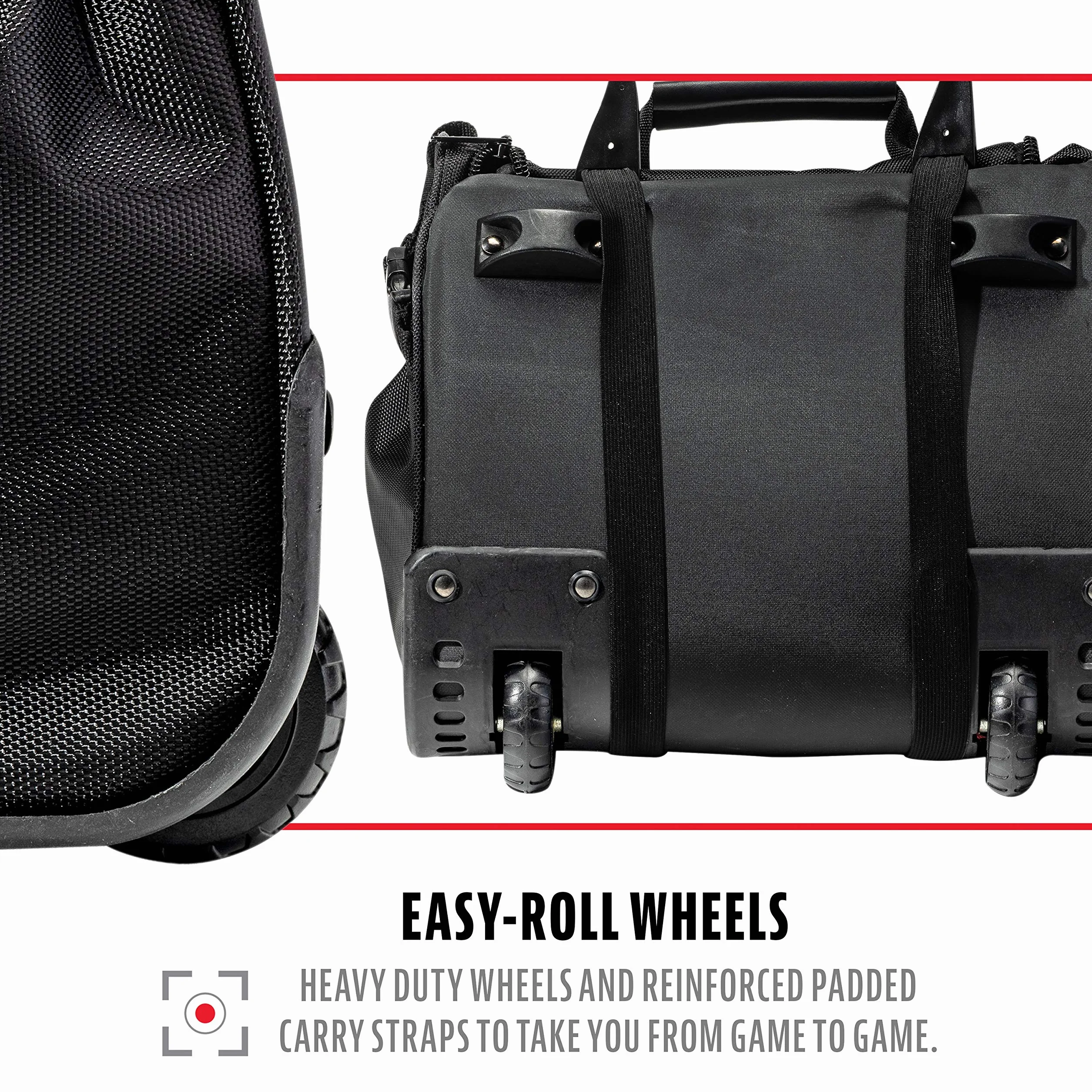Franklin Sports Traveler Roller - Baseball et Softball - Sac d'équipement - Compartiment - Noir - Polyester 1680D - Résistant à l'eau - Noir, Noir, L, Durabilité