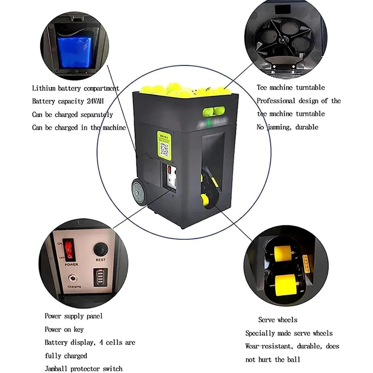 Machine De Balle De Tennis Portable, Machine D'entraînement/Lanceur/équipement pour La Pratique Quotidienne, Angle De Lancement Réglable, 50 Balles, pour Débutants, Entraînement en Solo