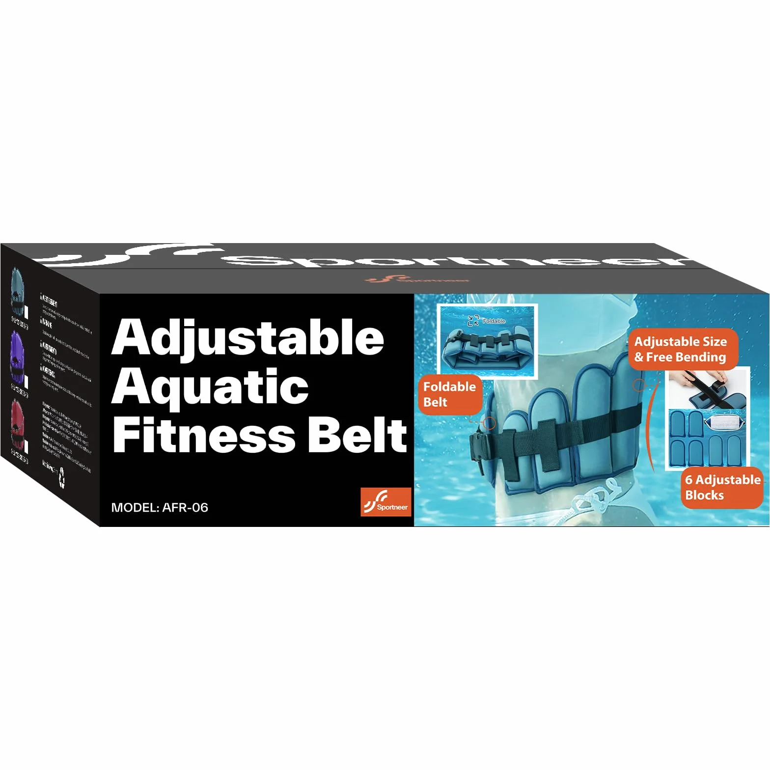 Sportneer Ceinture de jogging Aqua pour adultes - Blocs réglables pour l'entraînement à la résistance à l'eau, ceinture de jogging aquatique pour exercices de piscine, aquagym