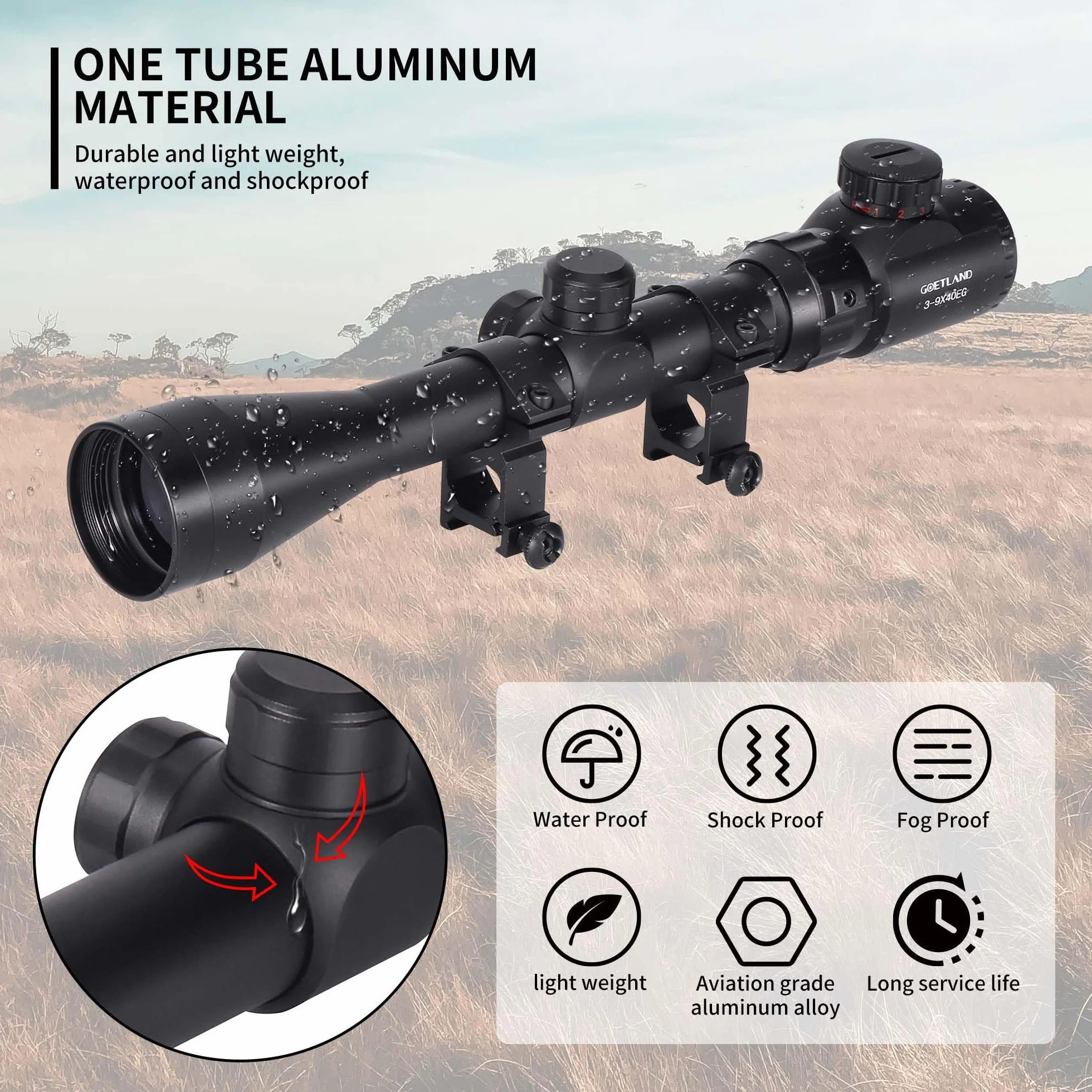Goetland Lunettes de Visée 3-9x40 EG Telemetre Red Dot Rouge Vert Illuminé Rangerfinding SFP pour Tactique Chasse Airsoft Arbalète Carbine Tir Sportif