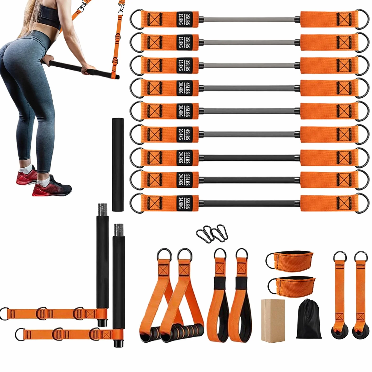 Kit Barre Pilates,Équipement de Renforcement Musculaire - Matériel de Musculation pour Squats Maison Niveaux Épaules Cou Taille