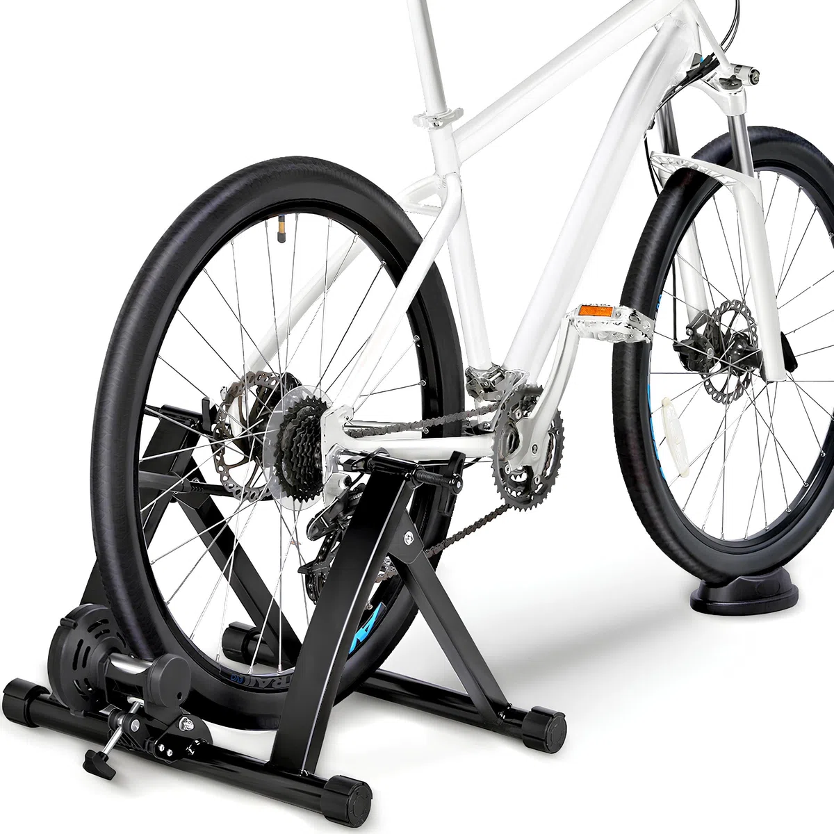 Yaheetech Entraîneur Magnétique Turbo de Vélo avec Support de Roue Avantl, Réglable, Pliable, Home Trainer pour Roues de 66-71 cm et 700C, Noir