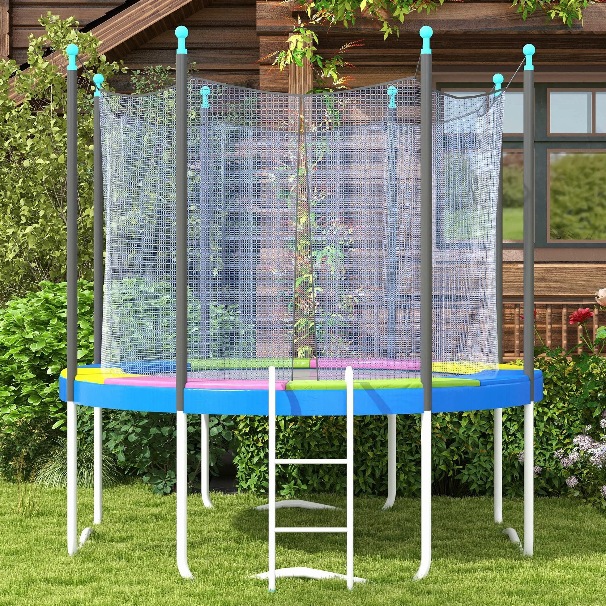 SPORTNOW Bâche de Protection pour Trampoline Ø 244-305 cm Résistant aux UV Anti-déchirure