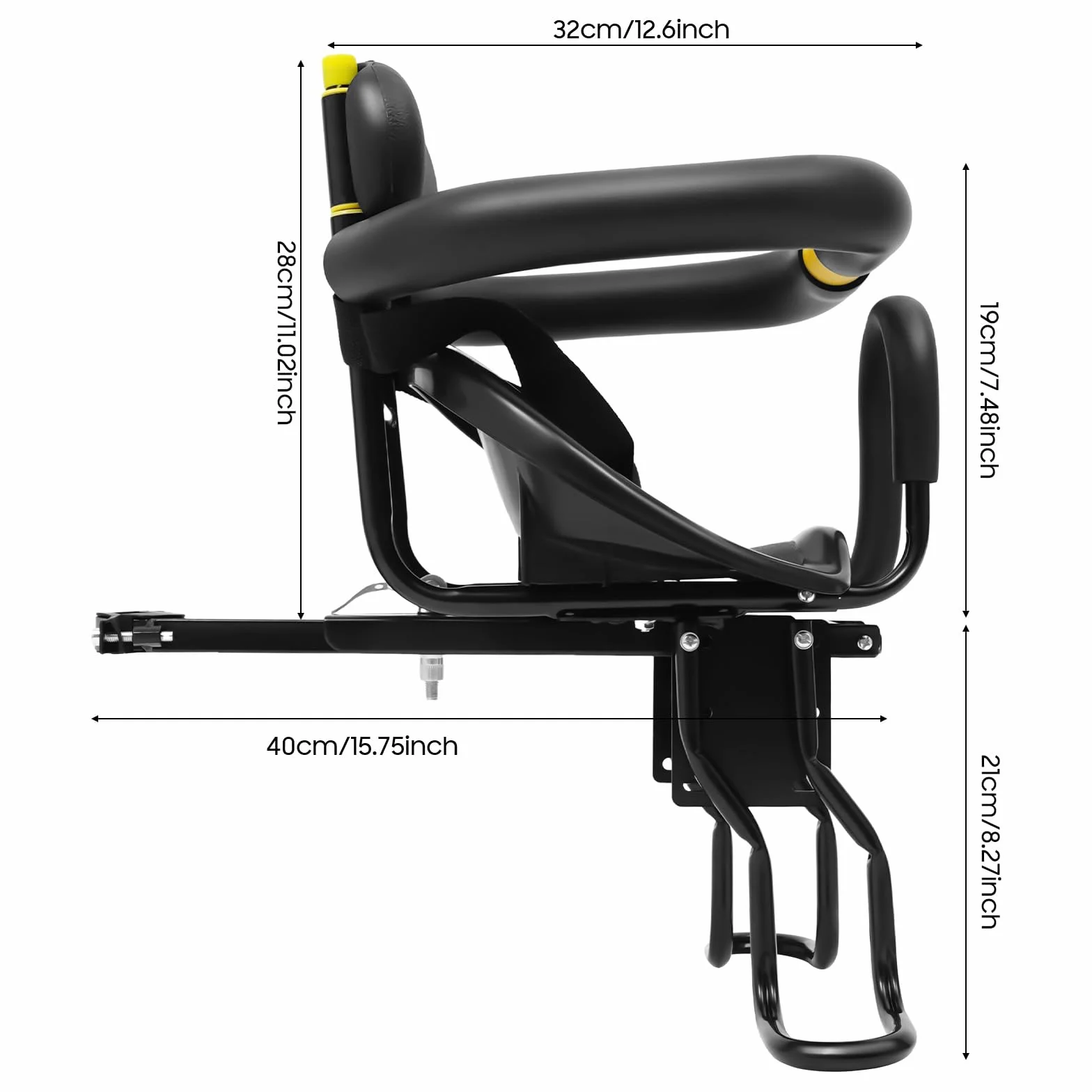 Siège de vélo pour enfant avant - Siège enfant arrière jusqu'à 35 kg - Siège de vélo pour enfant de 1 à 5 ans - Avec ceinture de sécurité et arceau pliable - Pour VTT, vélo de ville et vélo pliant