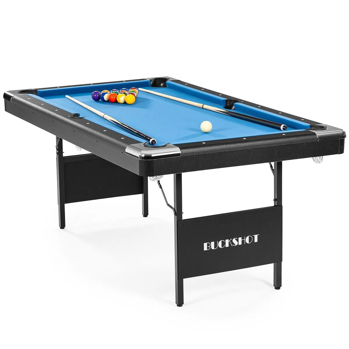 Table de Billard - 6ft (193x109x81cm) - Buckshot Atlanta - Pliable - avec Accessoires - Vec Pieds pliants en métal - Bleu