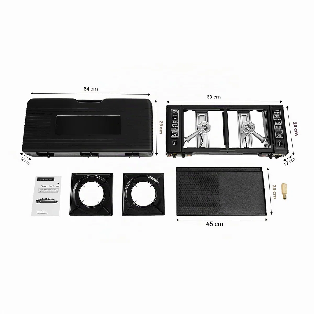 Réchaud de camping avec plaque de cuisson et valise, Réchaud à gaz à 2 feux Cuisine Portable 2X Brûleurs En aluminium Pour pique-nique en plein air