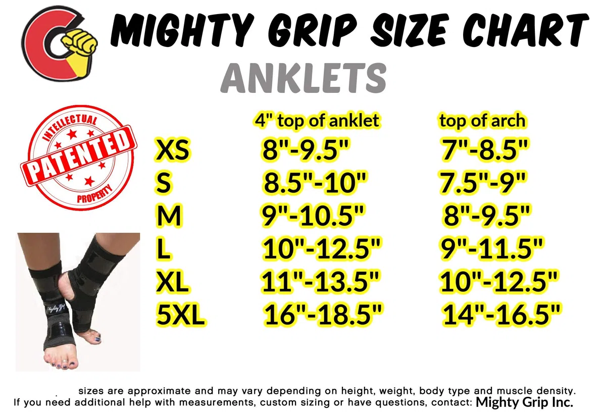 Small Black Mighty Grip Pole Dancing Ankle Protectors with Tack Strips for Gripping the Pole (1 pair)